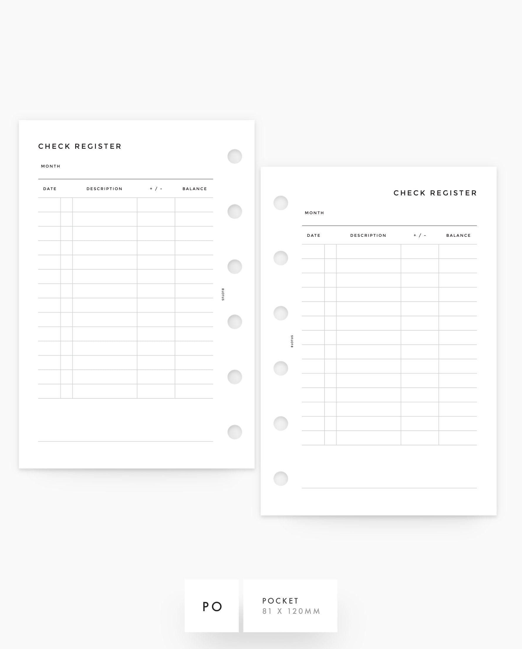 MN235 - Check Register - Planner Inserts