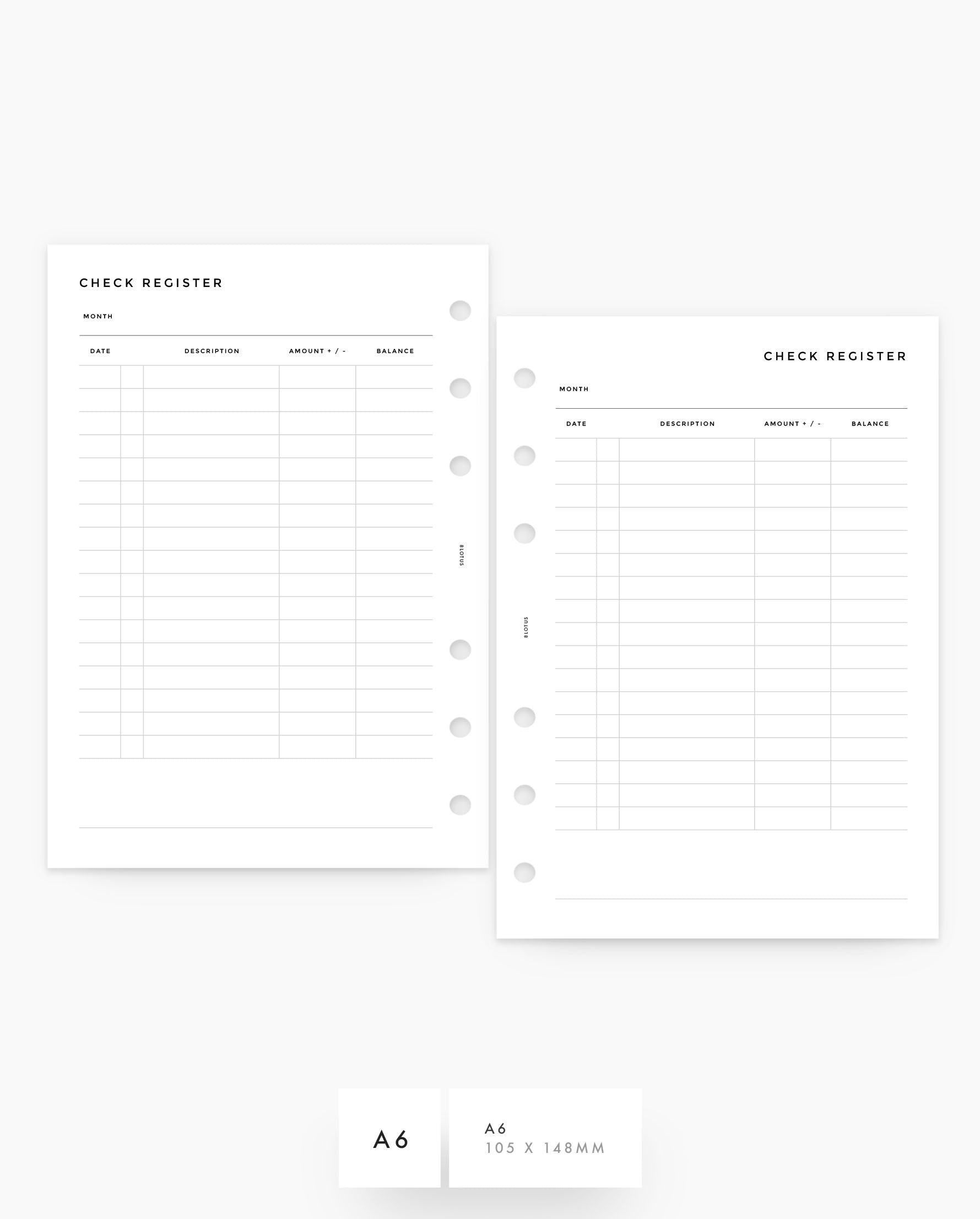 MN235 - Check Register - Planner Inserts