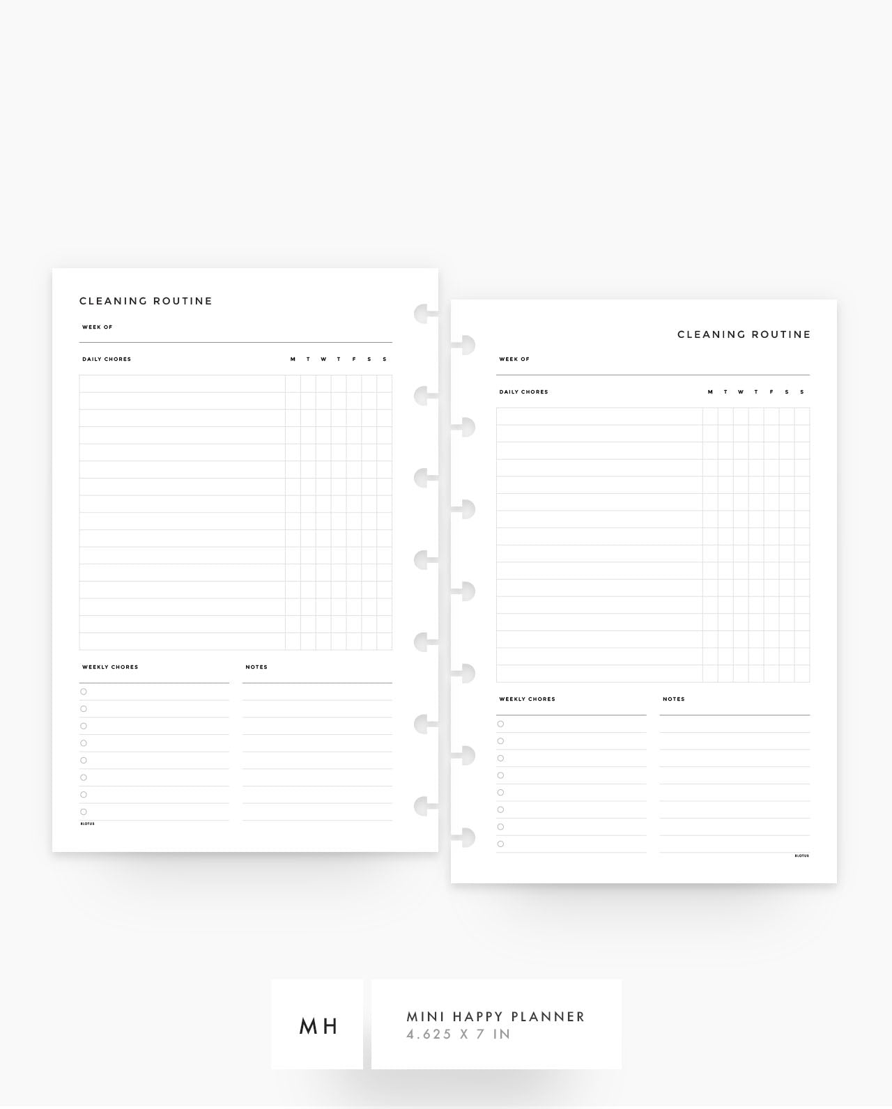 MN127 - Weekly & Daily Cleaning Routine - Planner Inserts - SPECIAL ORDER