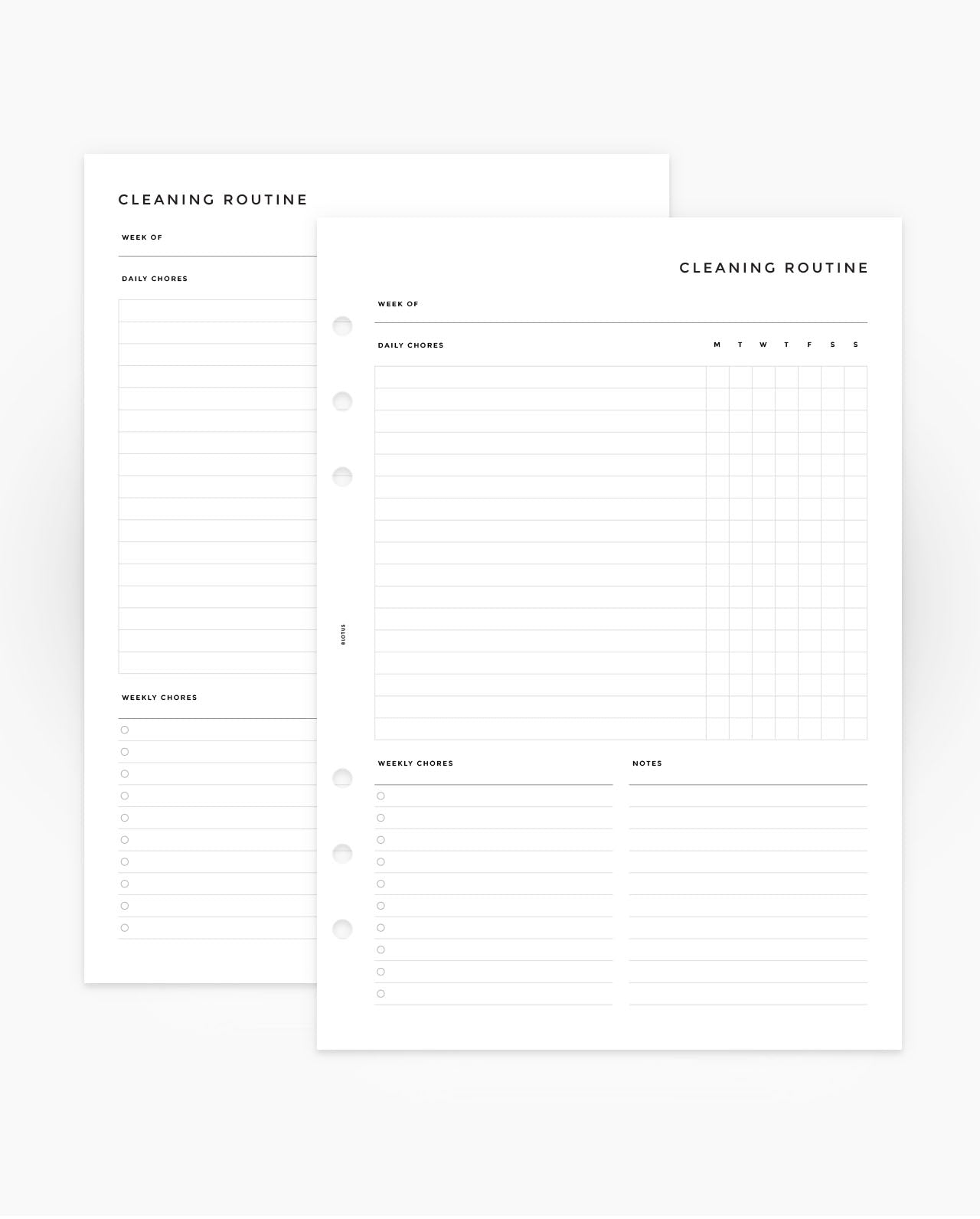 MN127 - Weekly & Daily Cleaning Routine - Planner Inserts - SPECIAL ORDER