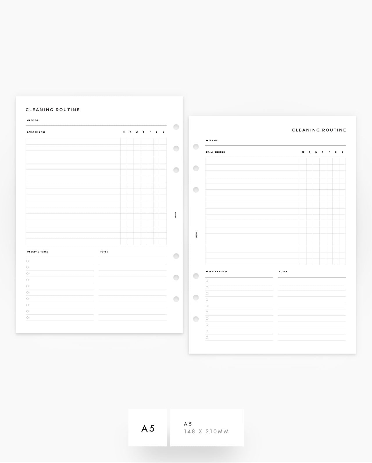 MN127 - Weekly & Daily Cleaning Routine - Planner Inserts - SPECIAL ORDER
