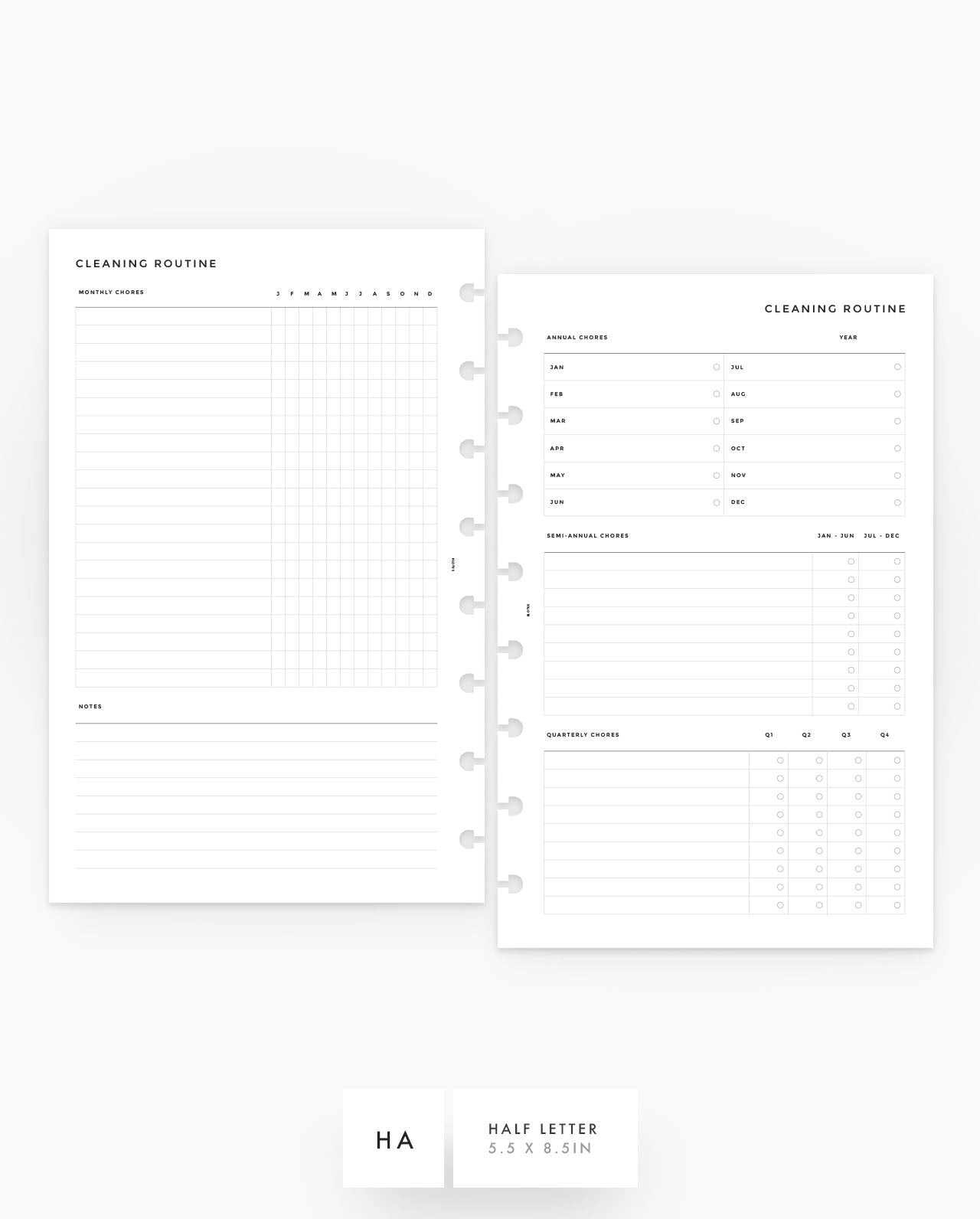 MN134 - Yearly & Monthly Cleaning Routine - Planner Inserts - SPECIAL ORDER