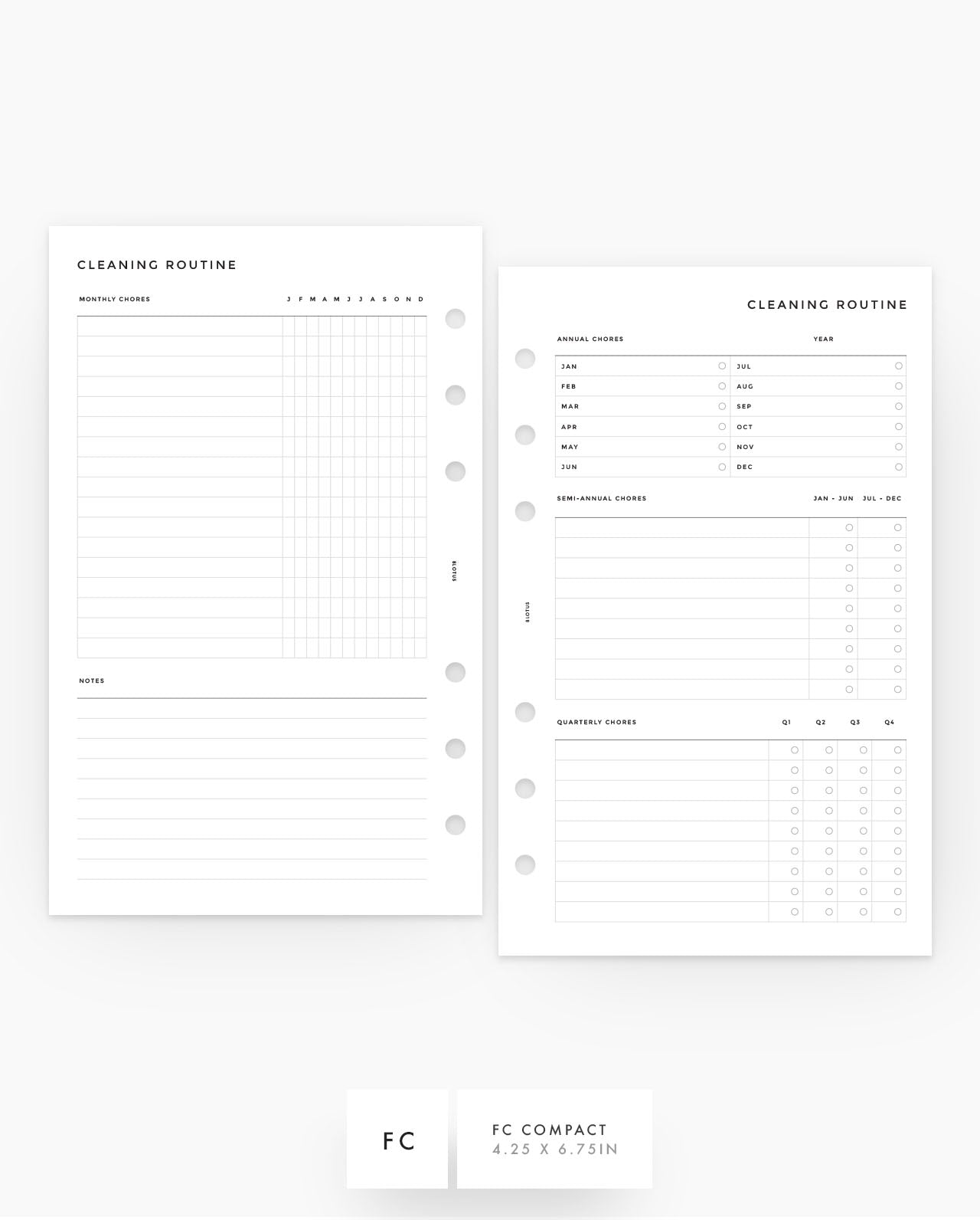 MN134 - Yearly & Monthly Cleaning Routine - Planner Inserts - SPECIAL ORDER