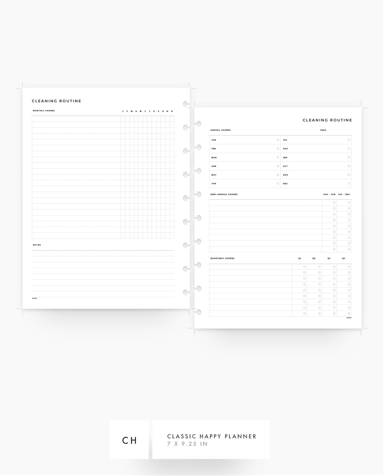 MN134 - Yearly & Monthly Cleaning Routine - Planner Inserts - SPECIAL ORDER