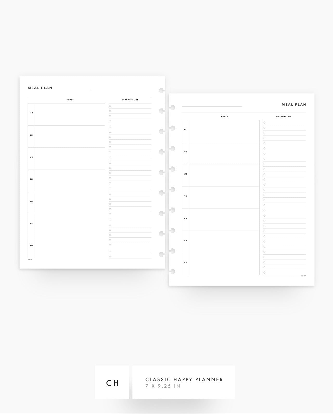 MN233 - Meal Plan - Planner Inserts - SPECIAL ORDER