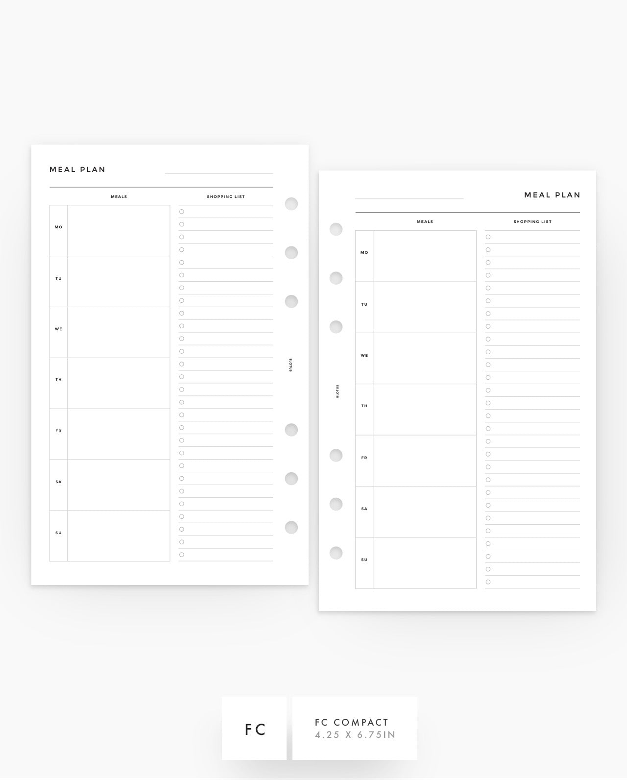 MN233 - Meal Plan - Planner Inserts - SPECIAL ORDER