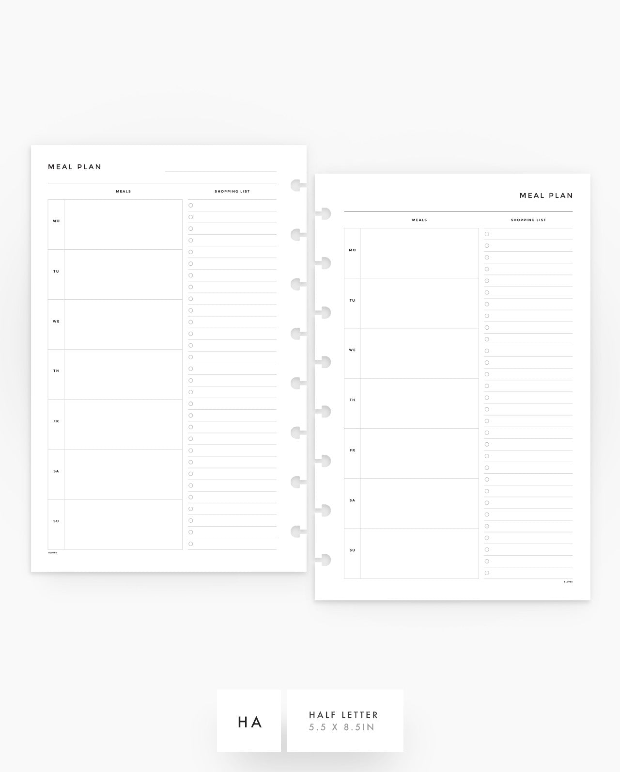 MN233 - Meal Plan - Planner Inserts - SPECIAL ORDER