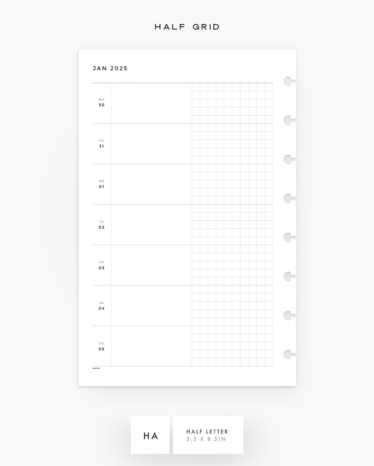 Weekly Horizontal Custom Lists - Special Order