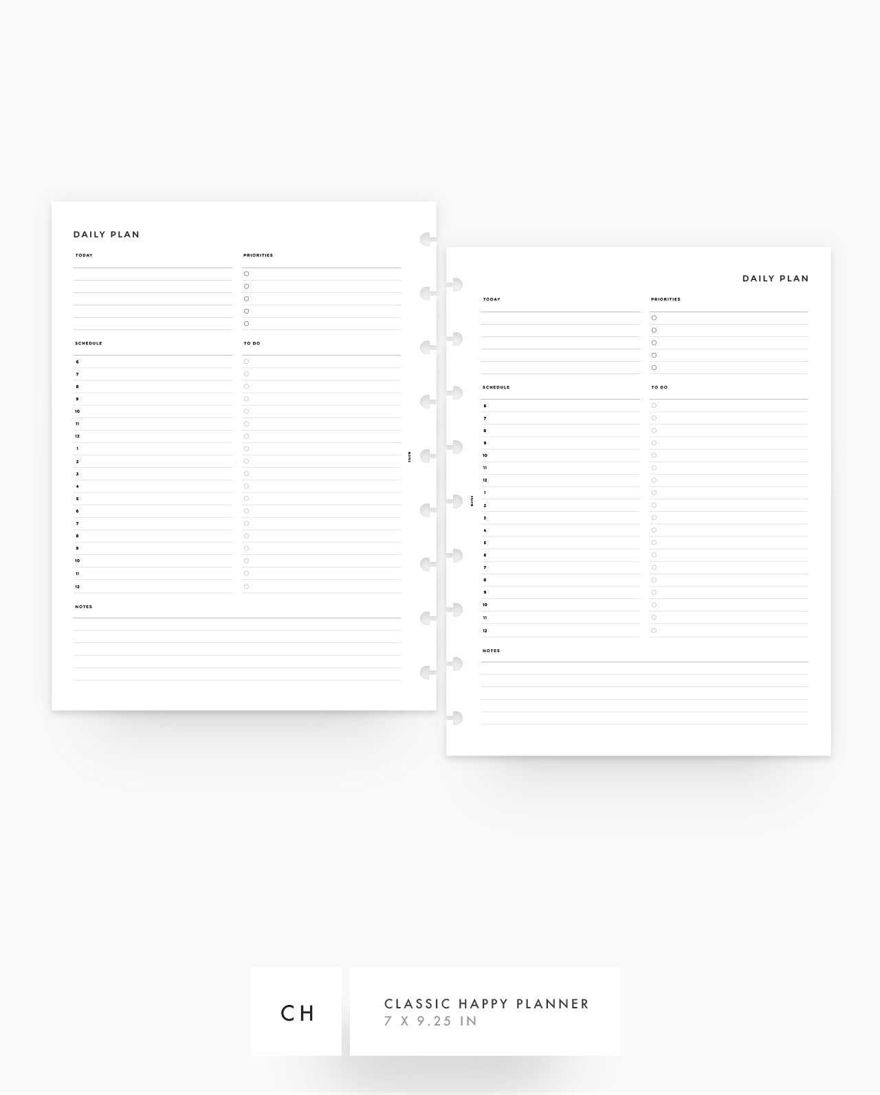 MN004 - Daily Hourly Schedule Planner Inserts