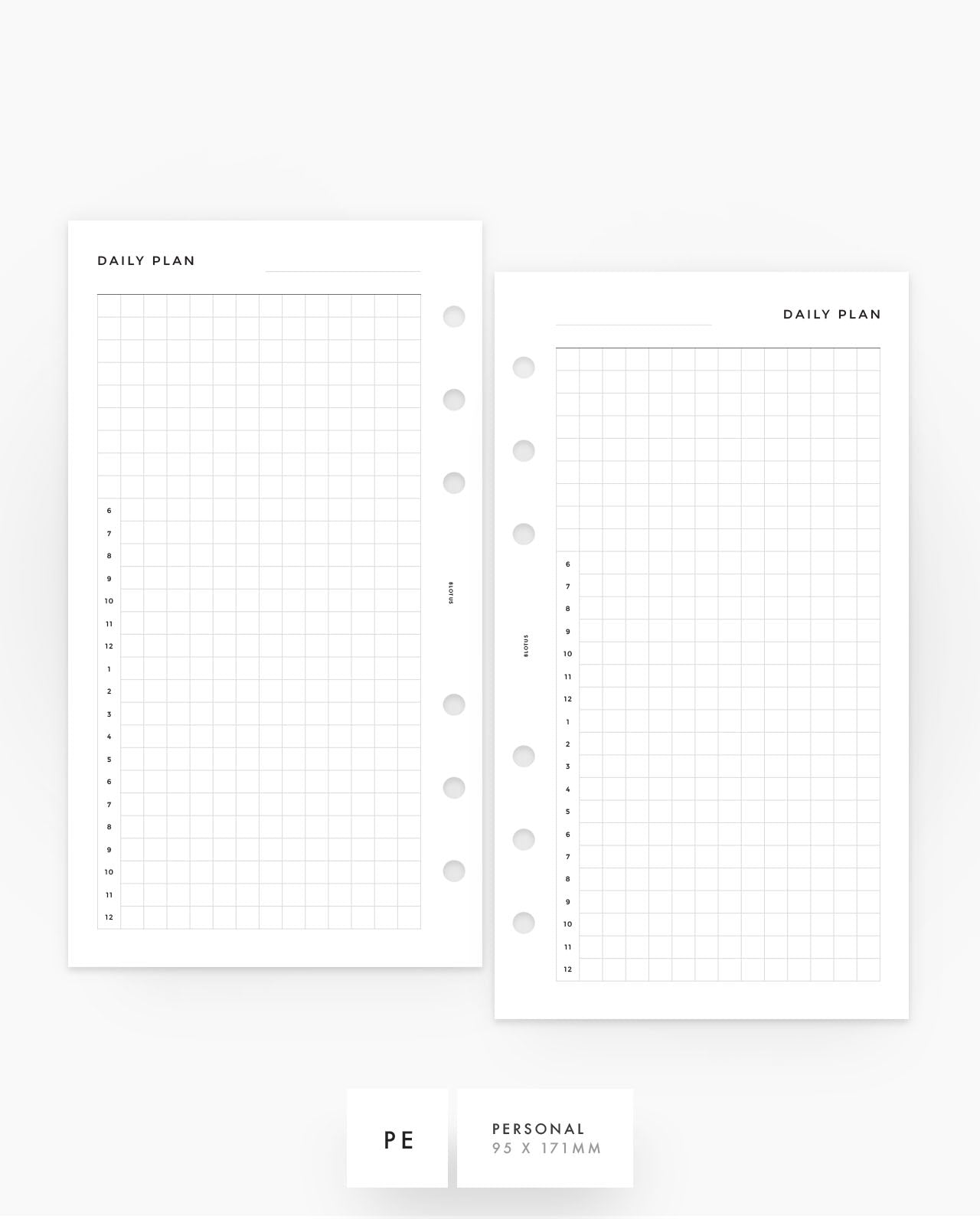 MN258 - Daily Hourly Grid - Printable Planner Inserts PDF