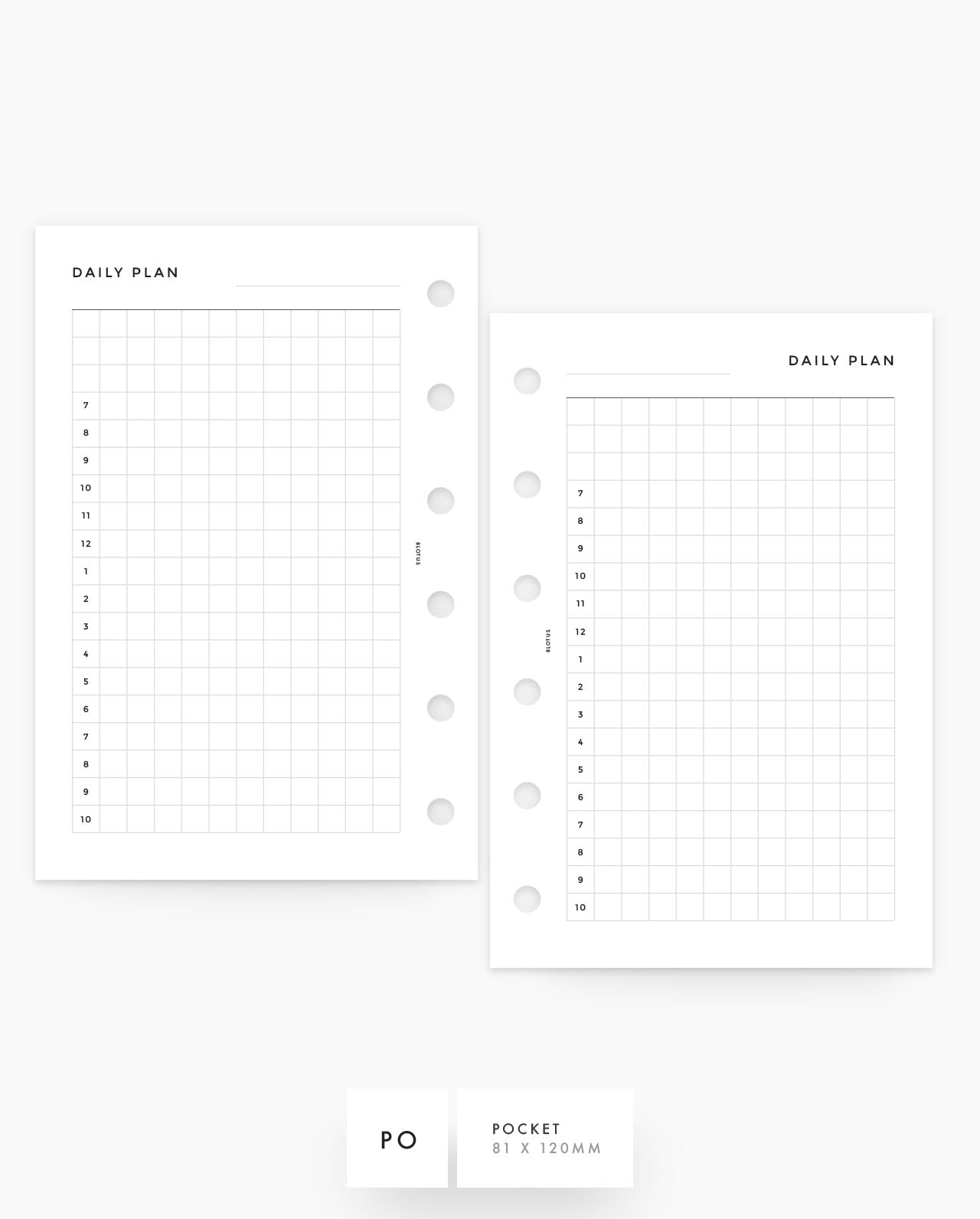 MN258 - Daily Hourly Grid - Printable Planner Inserts PDF