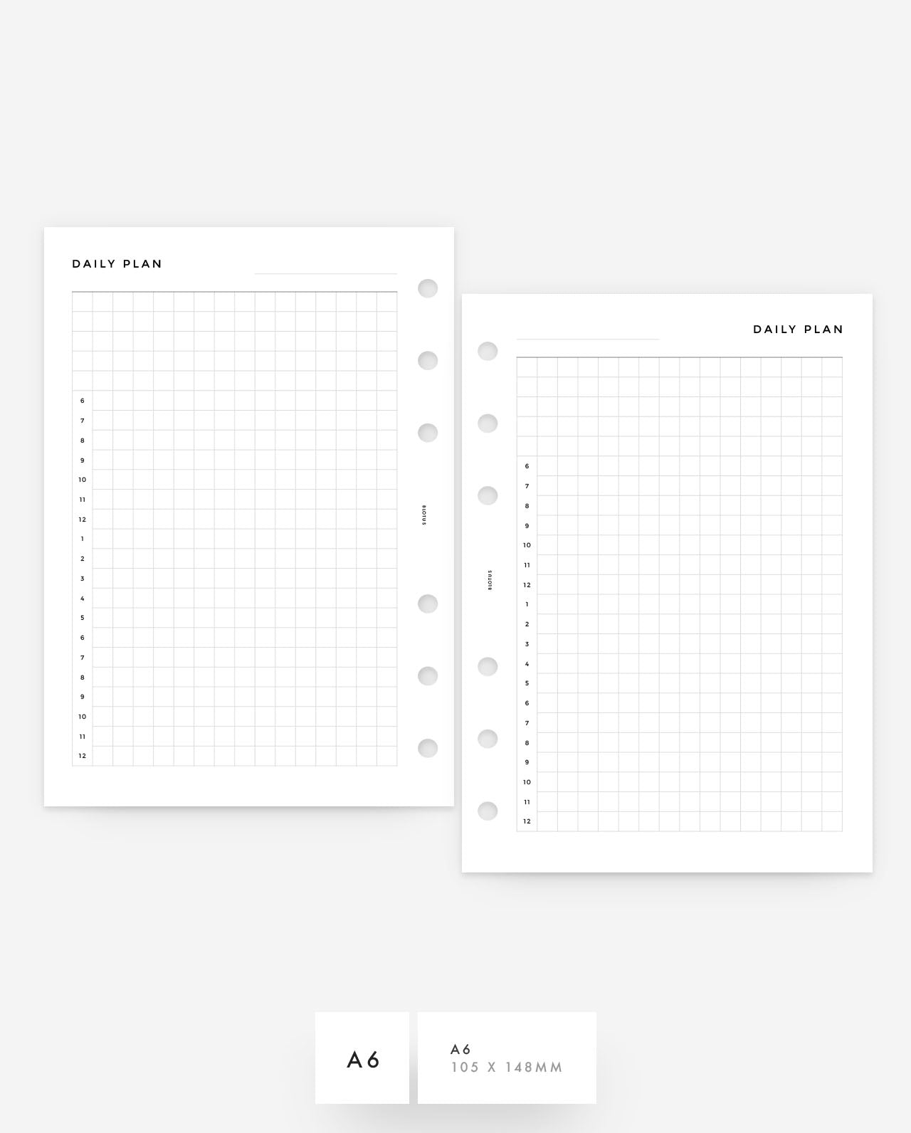 MN258 - Daily Hourly Grid - Printable Planner Inserts PDF