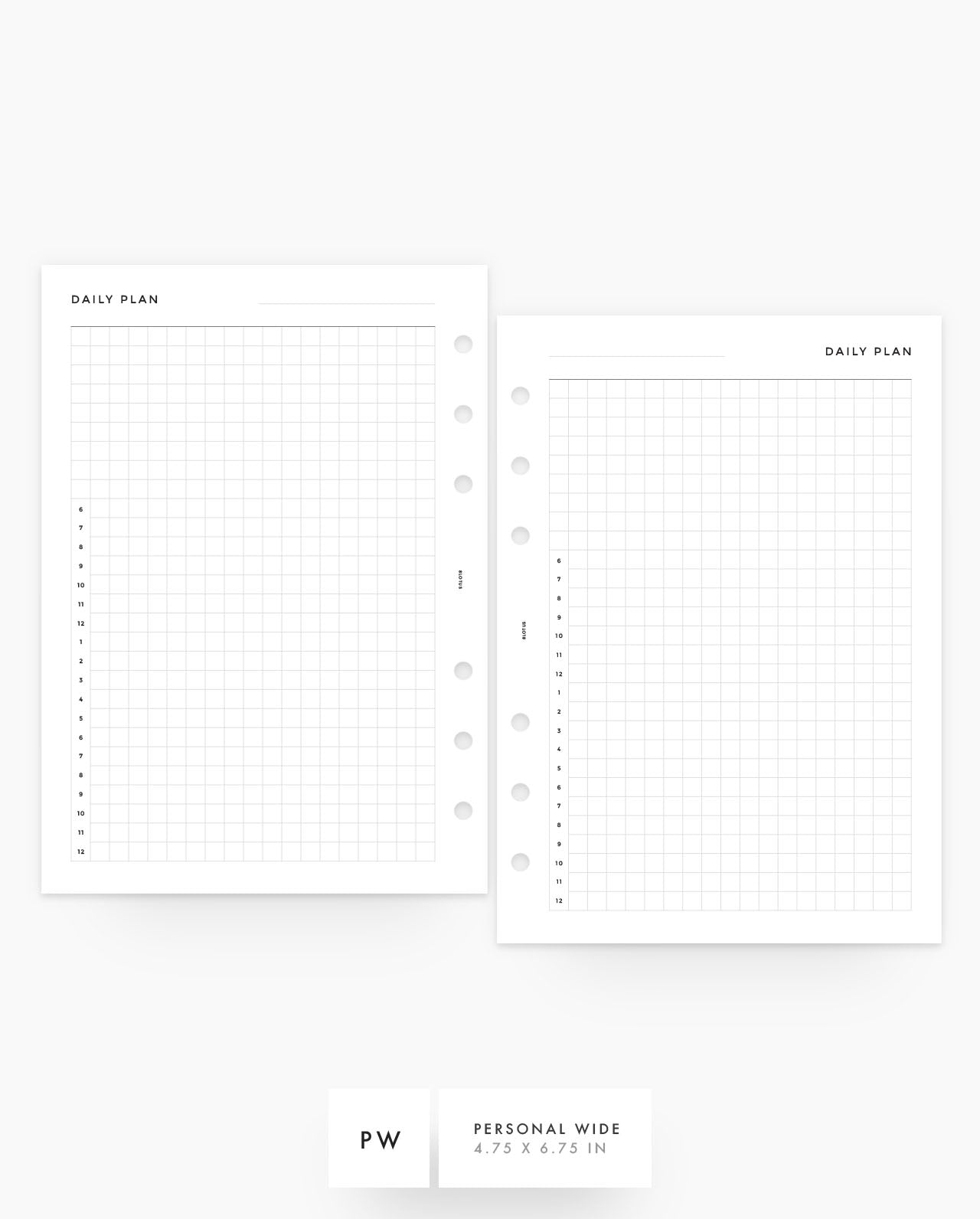 MN258 - Daily Hourly Grid - Printable Planner Inserts PDF