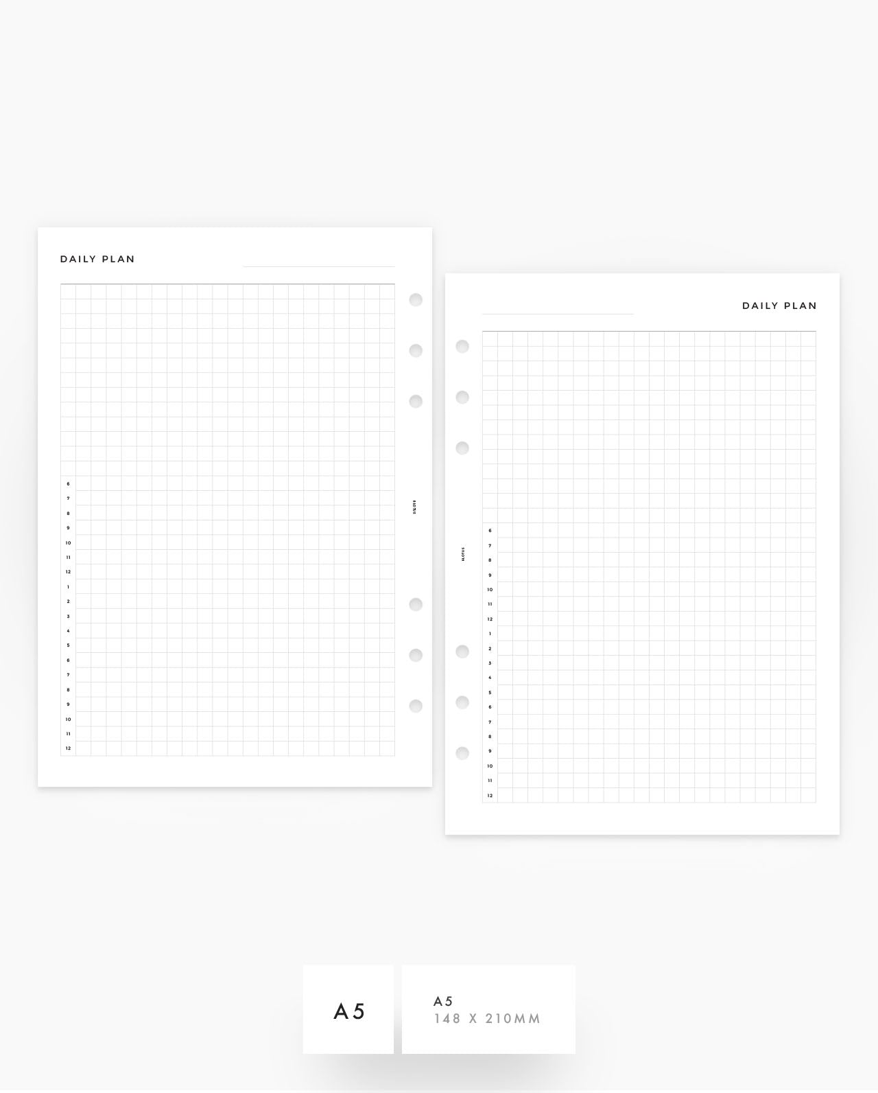 MN258 - Daily Hourly Grid - Printable Planner Inserts PDF