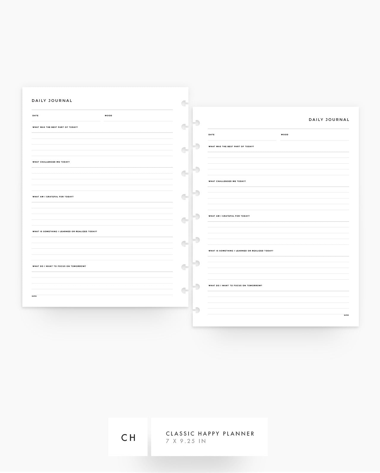MN256 - Daily Journal Planner Inserts - SPECIAL ORDER