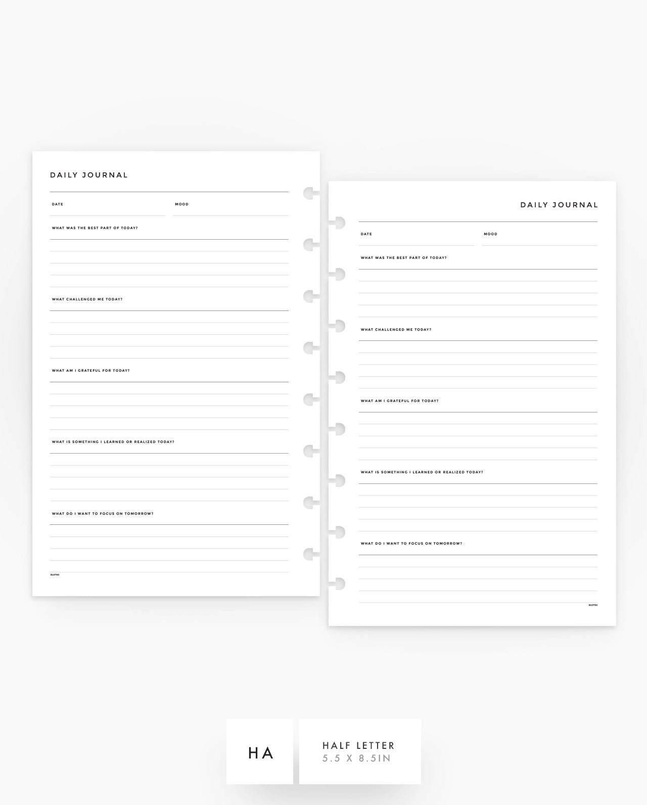 MN256 - Daily Journal Planner Inserts - SPECIAL ORDER