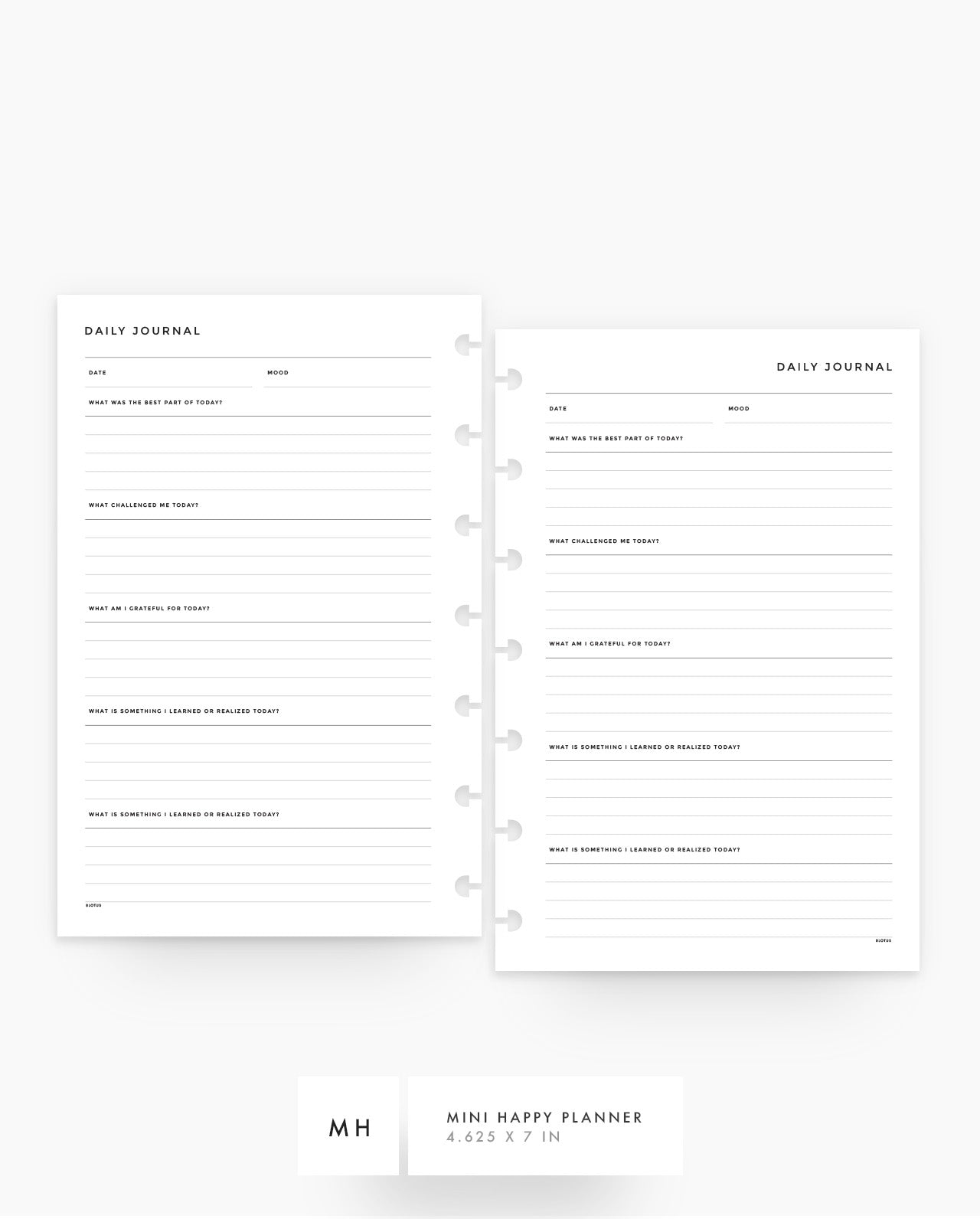 MN256 - Daily Journal Planner Inserts - SPECIAL ORDER