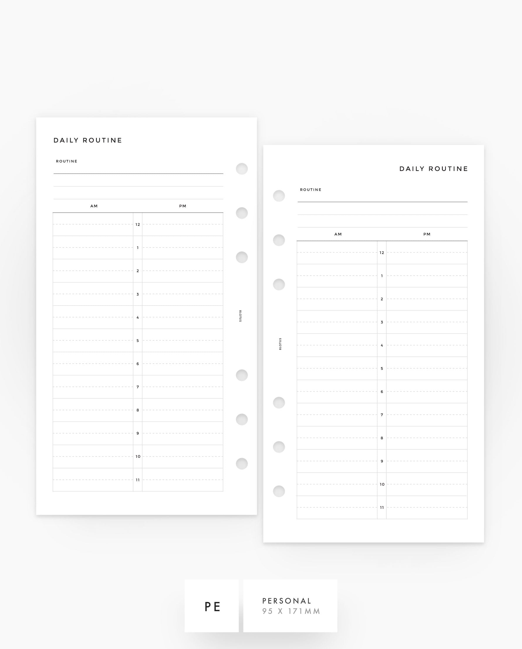MN250 - Daily Routine - 24 Hours - Planner Inserts (Special Order)