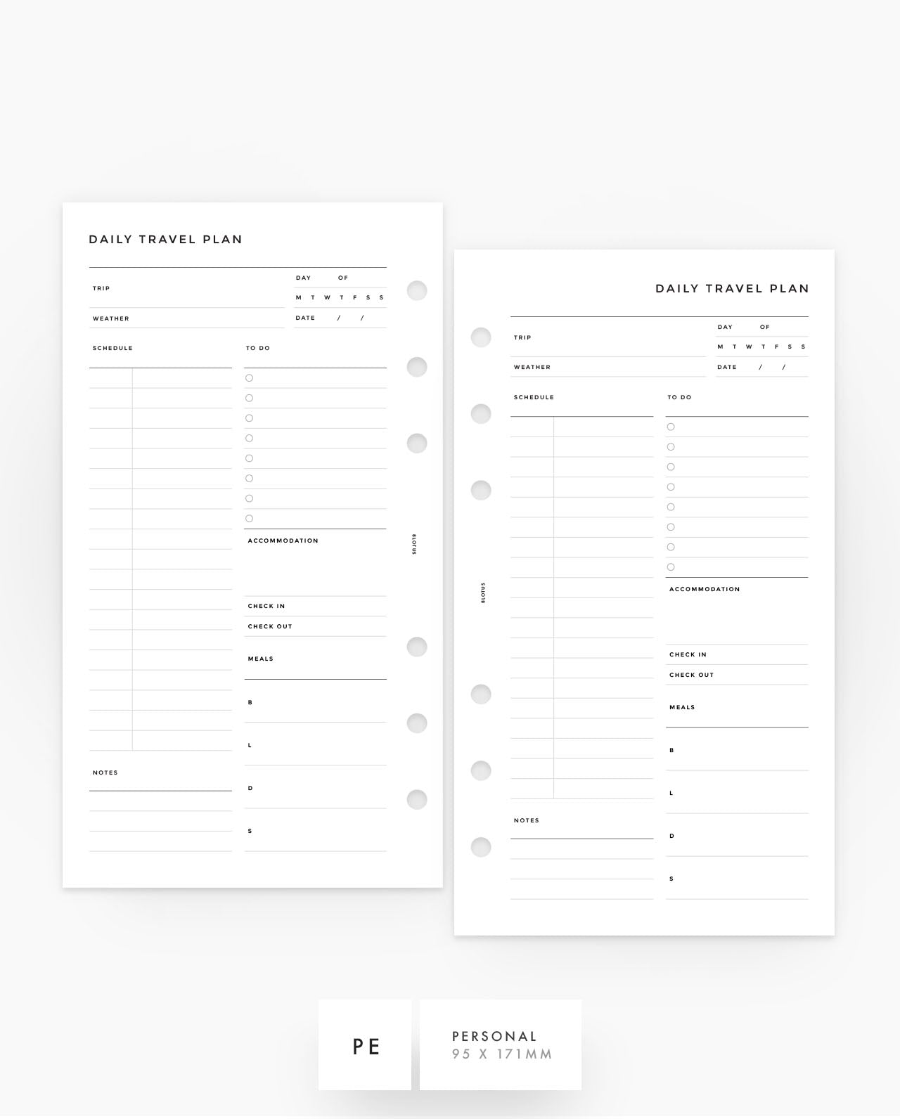 MN087 - Daily Travel Planner Inserts - SPECIAL ORDER