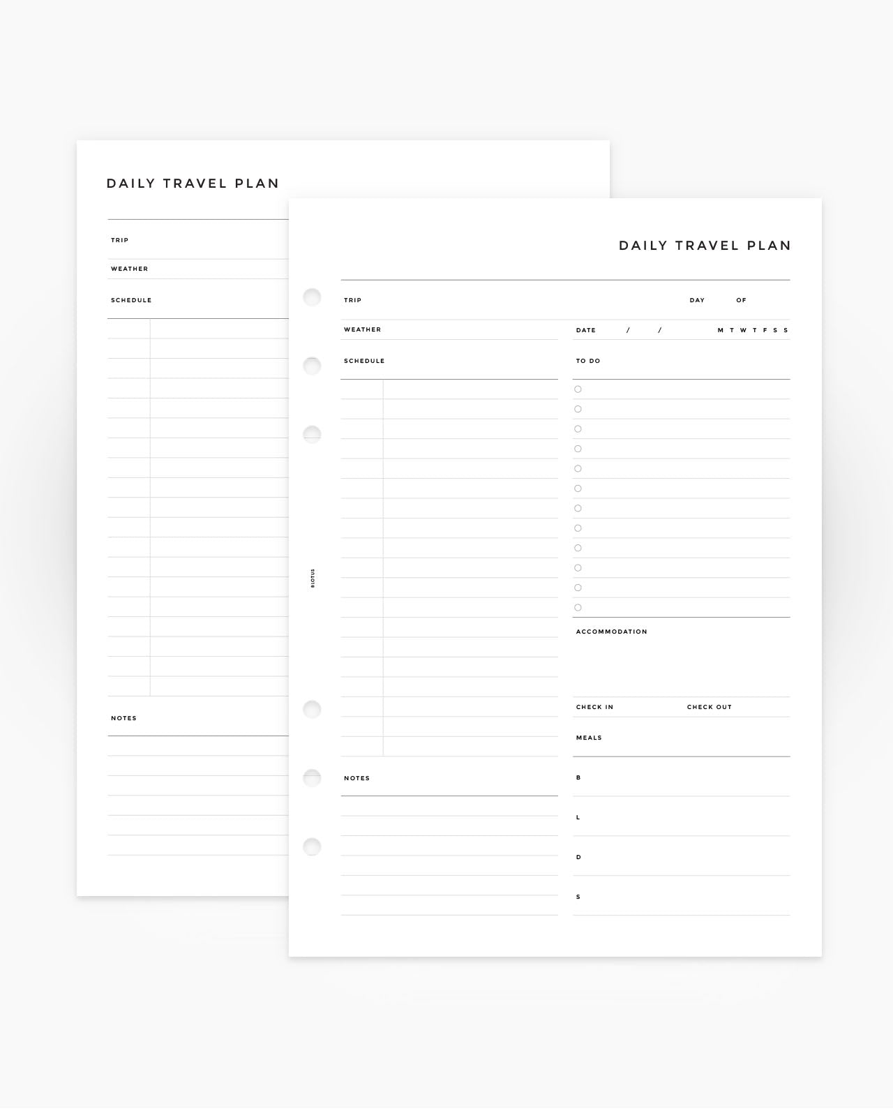 MN087 - Daily Travel Planner Inserts - SPECIAL ORDER