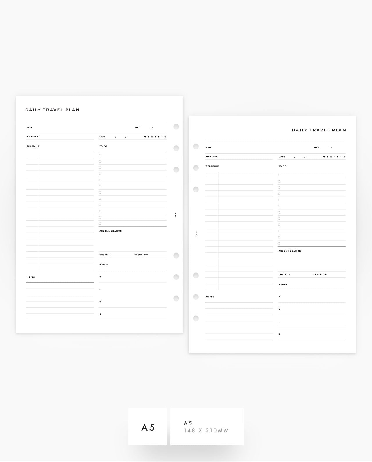 MN087 - Daily Travel Planner Inserts - SPECIAL ORDER