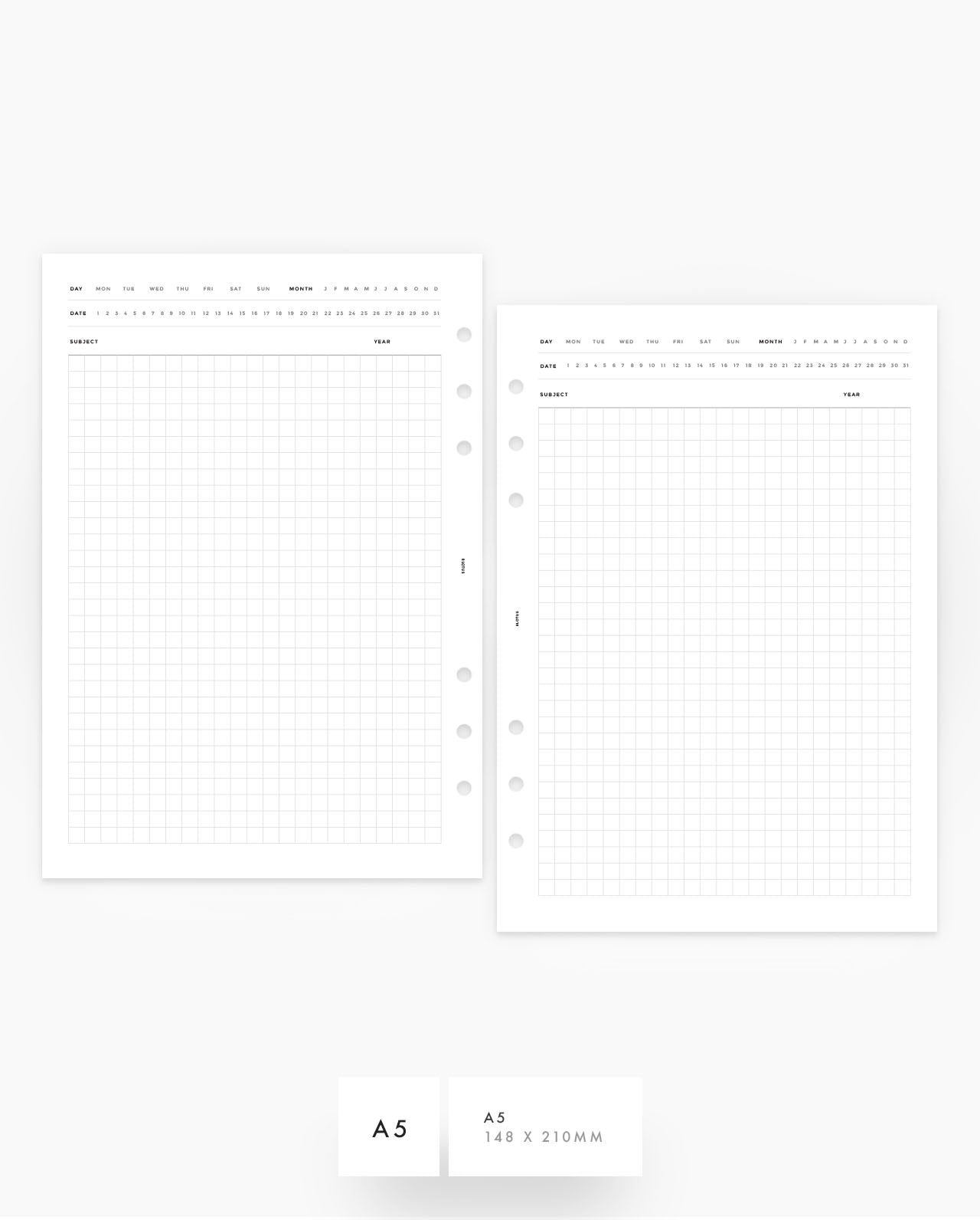 MN265 - Dated Grid Notes - Planner Inserts - SPECIAL ORDER