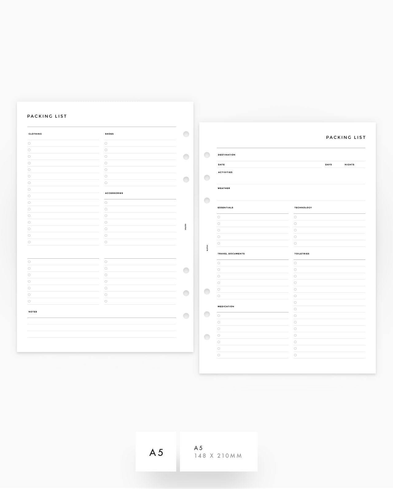 MN073 - Packing List - Planner Inserts - SPECIAL ORDER
