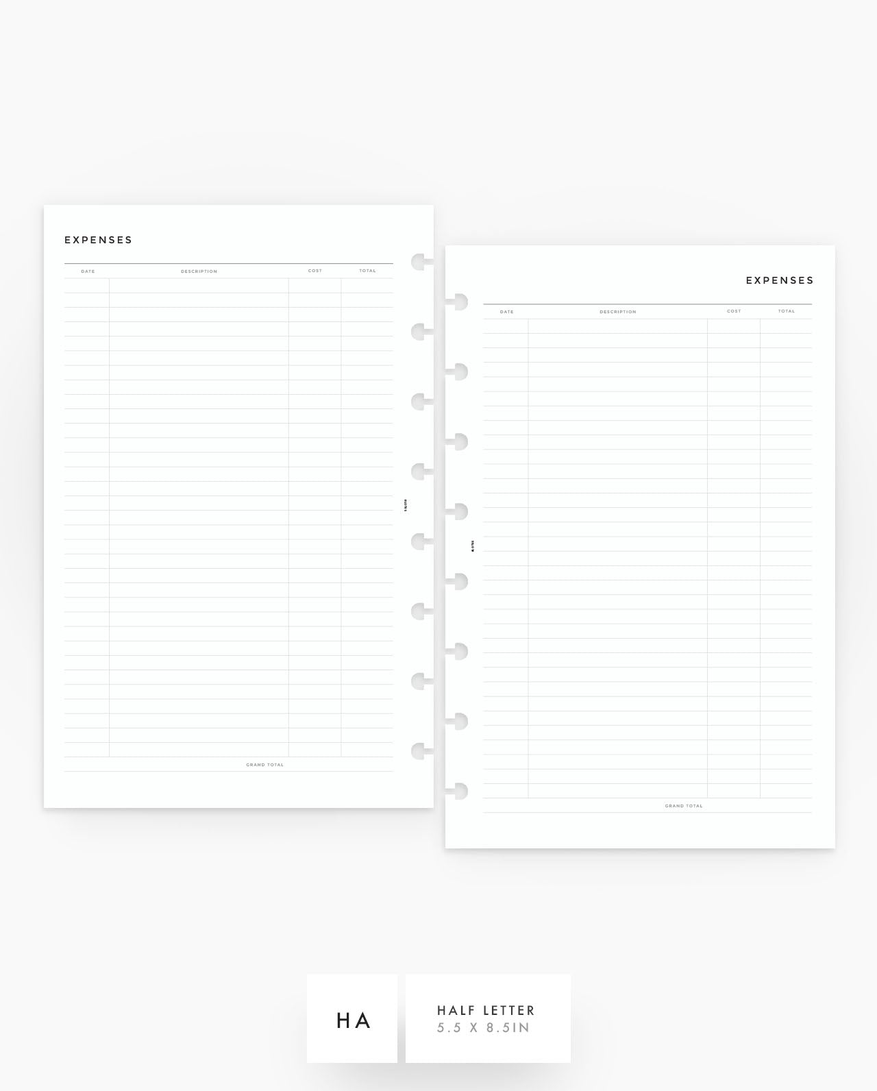 MN010 - Expense Tracker Planner Inserts