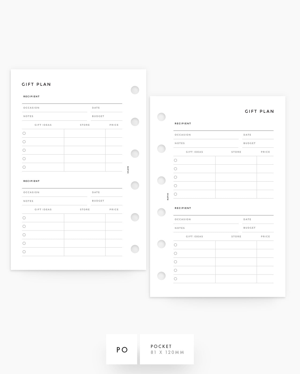 MN208 - Gift Plan - Planner Inserts - SPECIAL ORDER