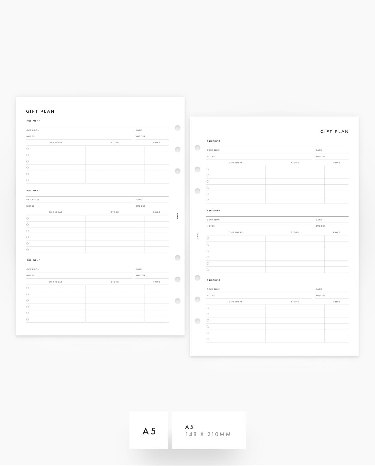 MN208 - Gift Plan - Planner Inserts - SPECIAL ORDER