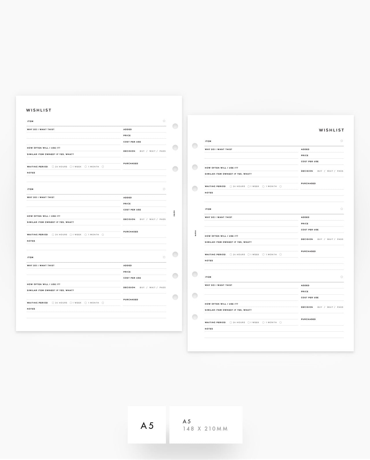 MN165 - Intentional Wishlist Planner Inserts - SPECIAL ORDER