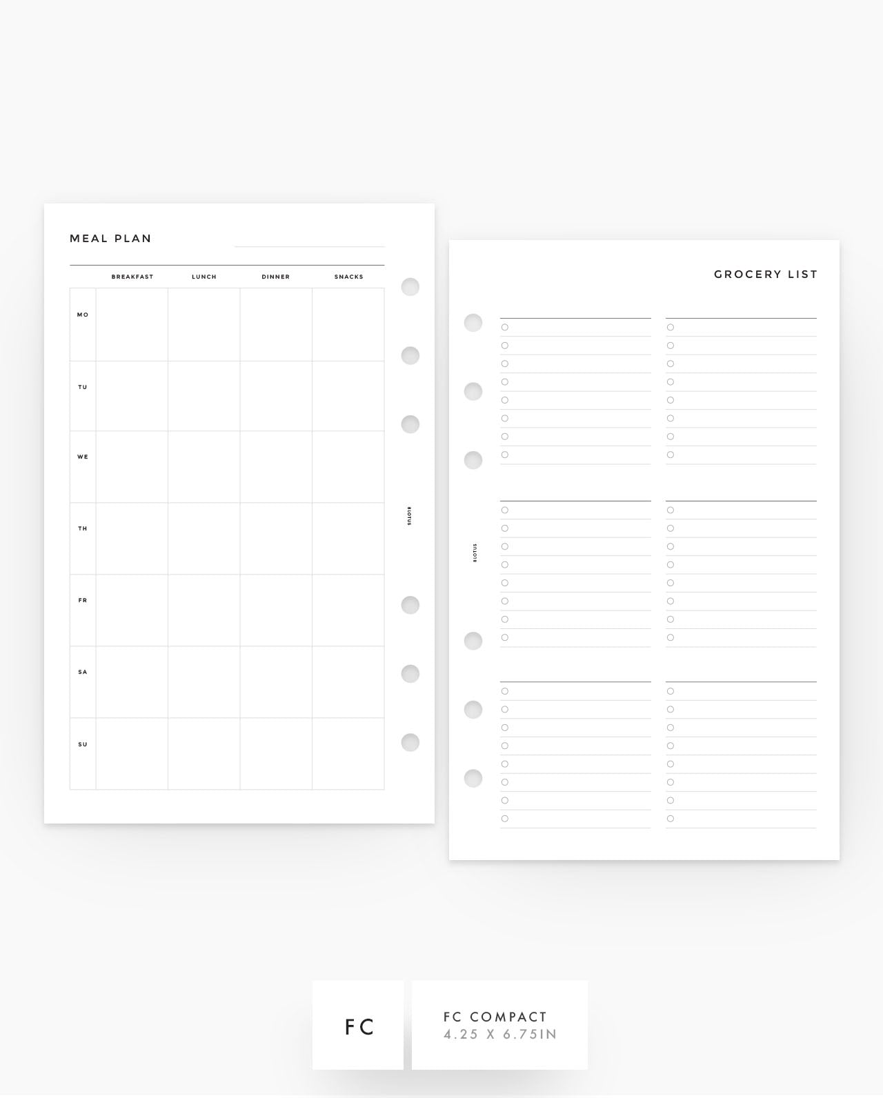 MN094 - Meal Plan & Grocery List Planner Inserts - SPECIAL ORDER