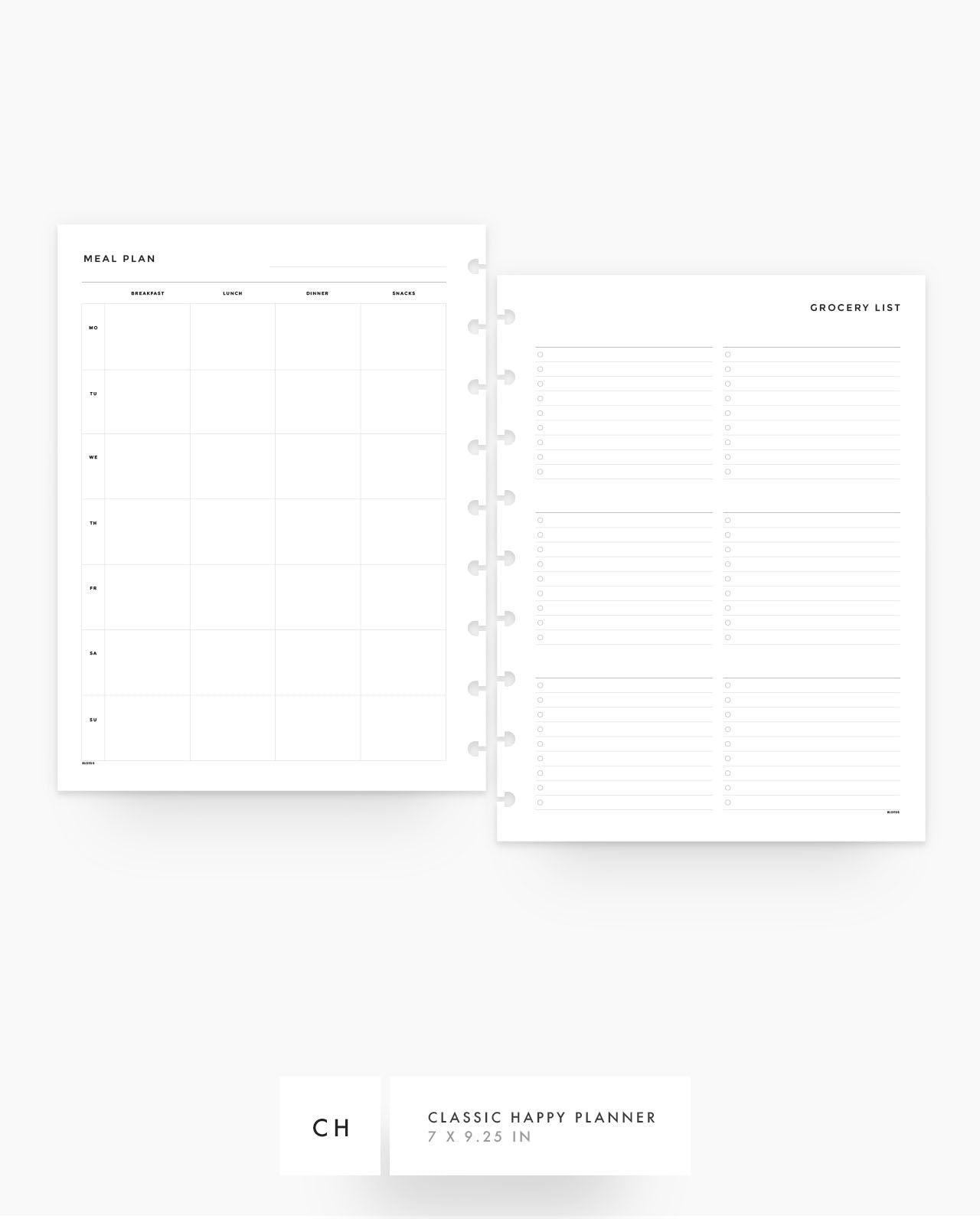 MN094 - Meal Plan & Grocery List Planner Inserts - SPECIAL ORDER