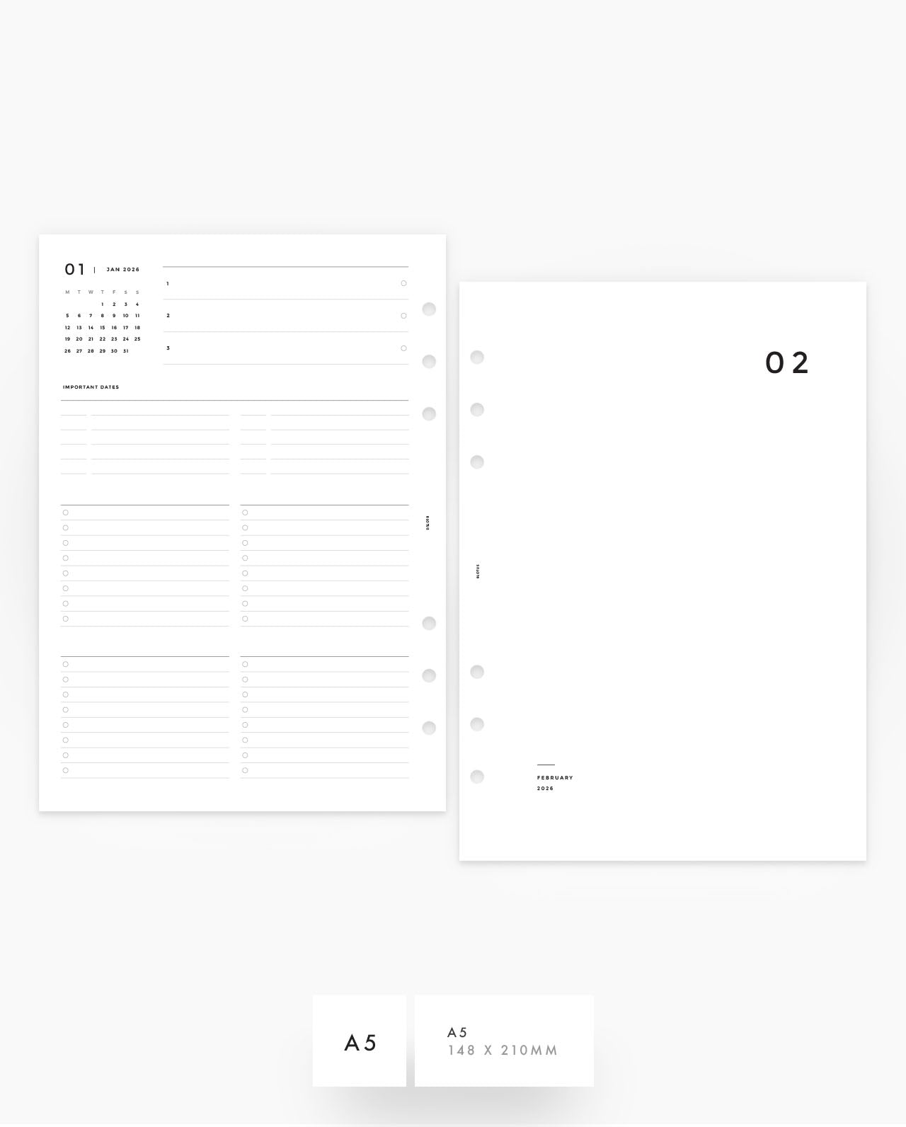 MN198 - 2026 Monthly Lined Planner Inserts - MO4P