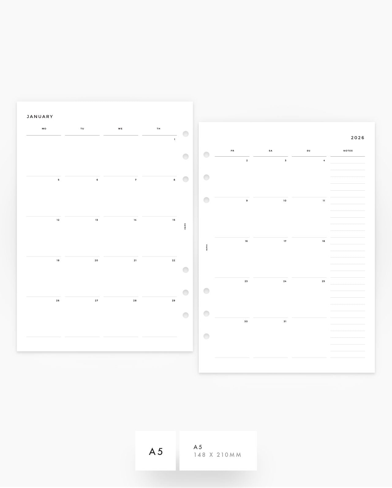 MN016 - 2026 Monthly Planner Inserts - MO4P