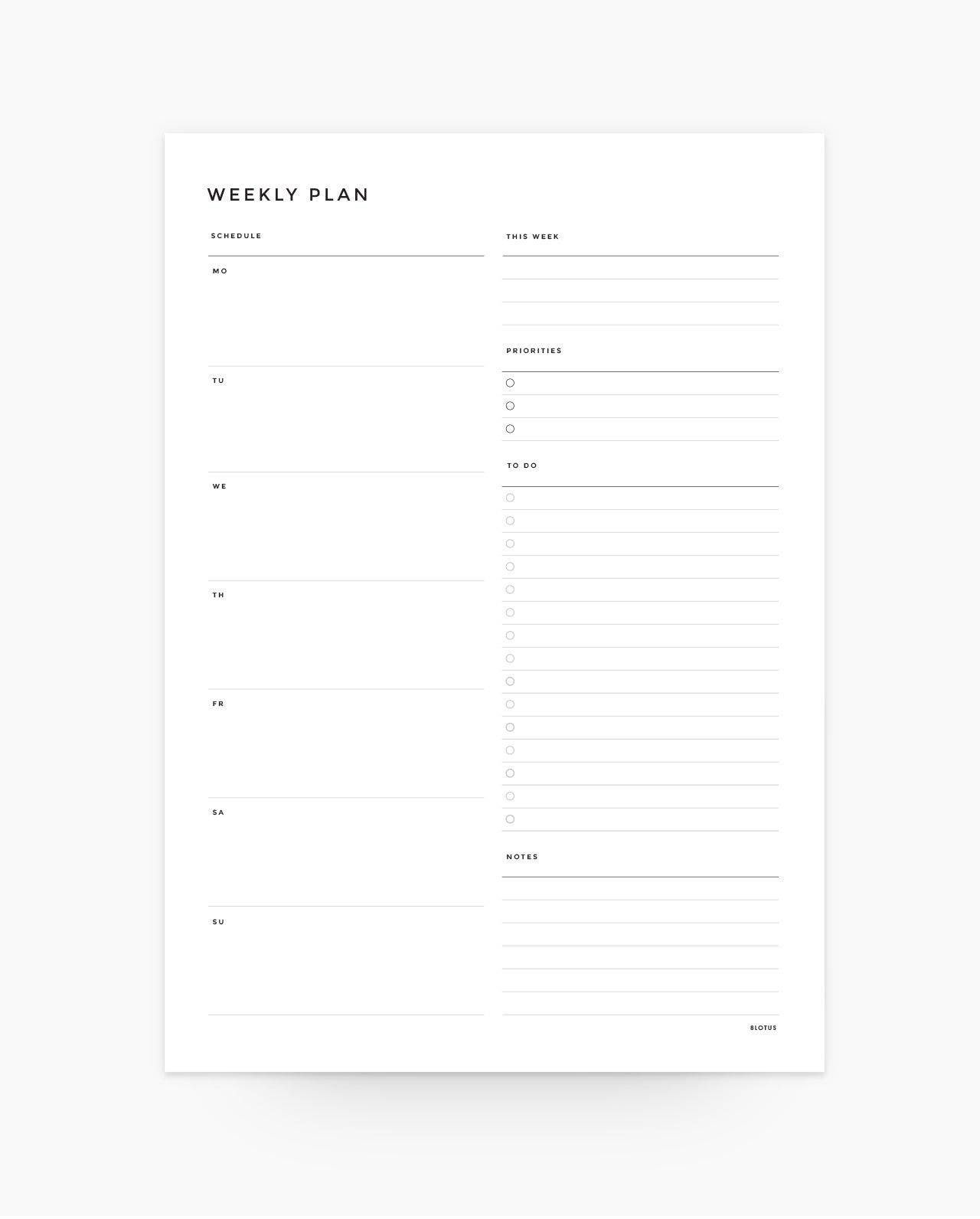 MN007 - Weekly Overview - Notepad (PREORDER)
