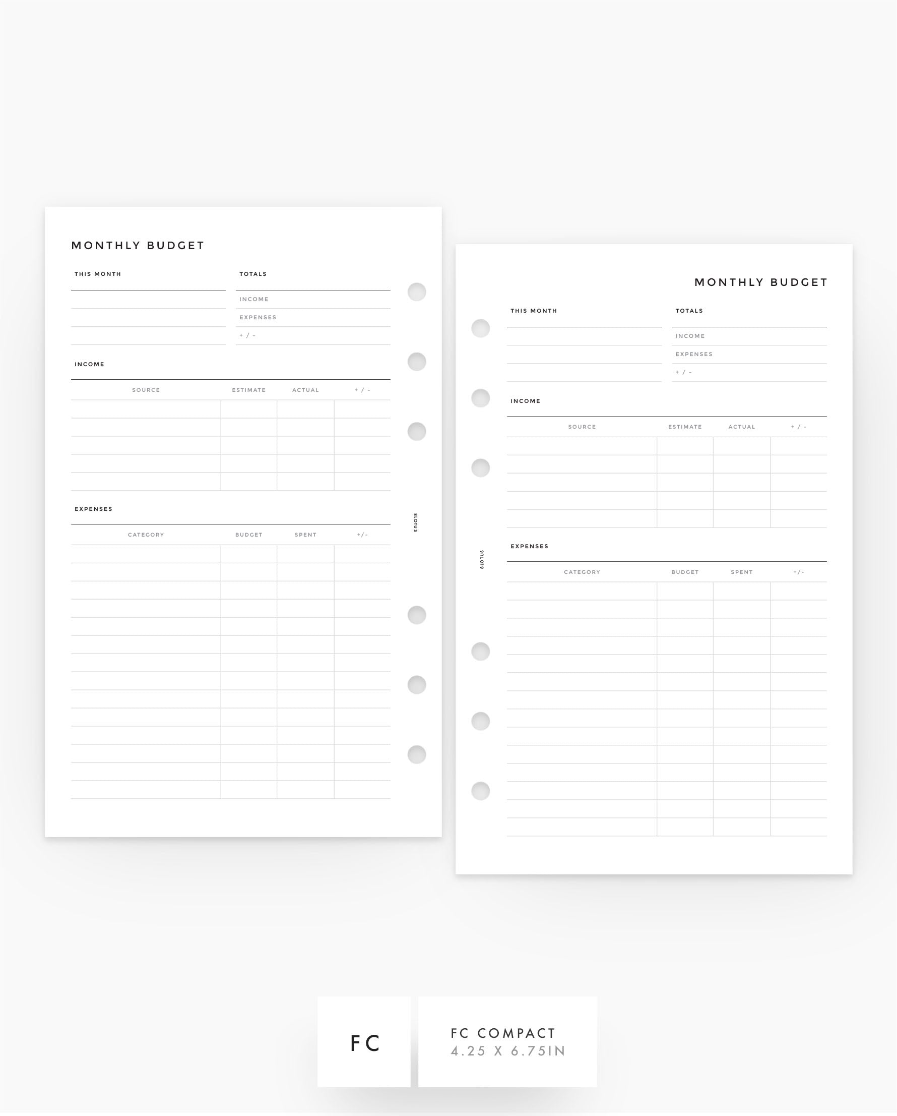 MN148 - Simple Monthly Budget Planner - Printable PDF