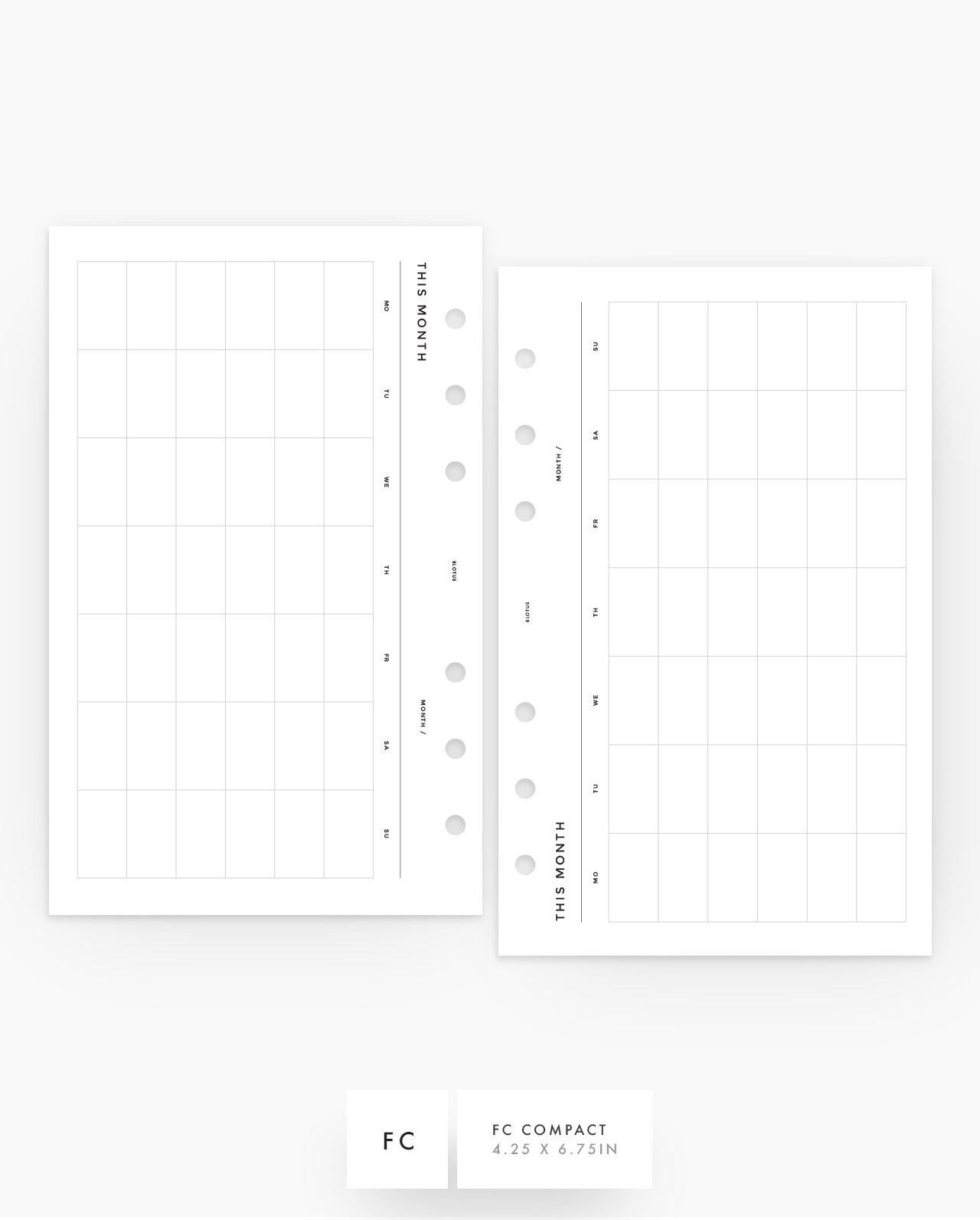 MN151 - Monthly Calendar Inserts - MO1P - SPECIAL ORDER