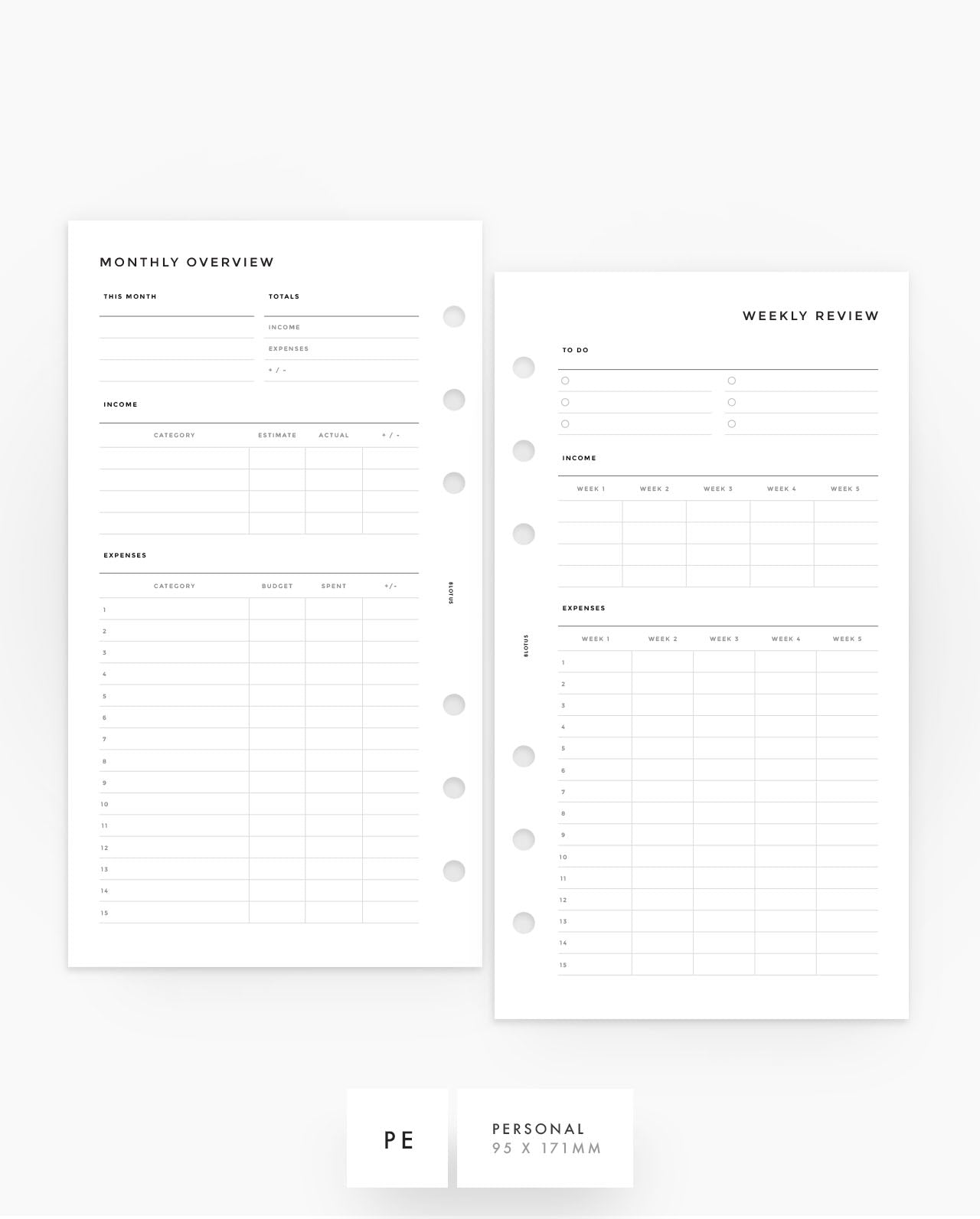 MN211 - Monthly Budget Spread - Weekly Income & Expenses - Planner Inserts (Special Order)