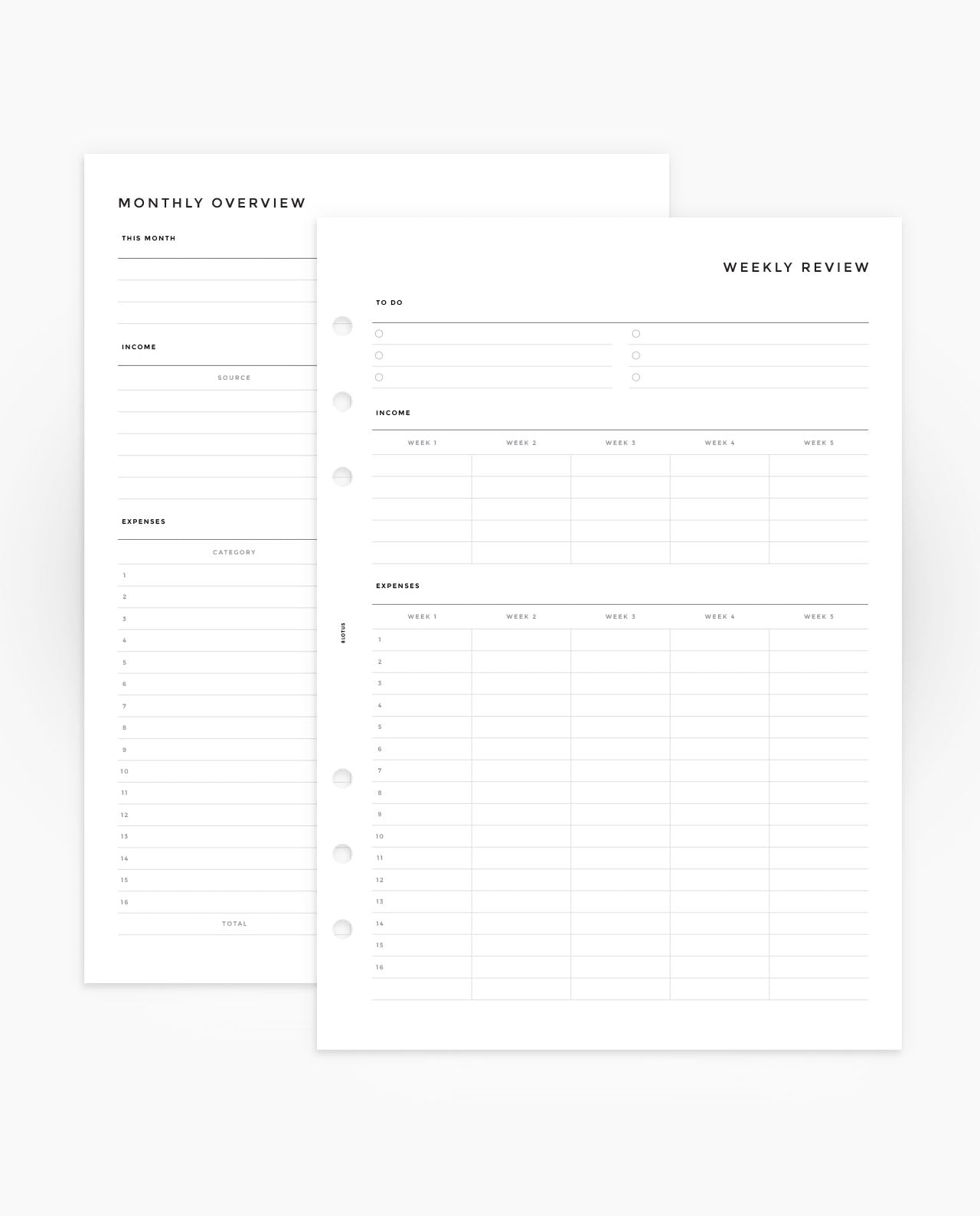 MN211 - Monthly Budget Spread - Weekly Income & Expenses - Planner Inserts (Special Order)