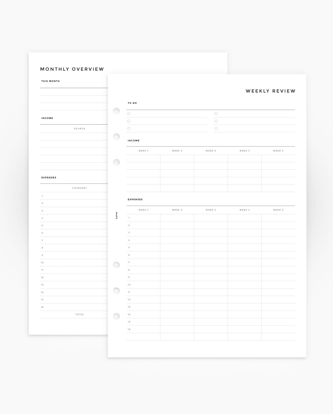 MN211 - Monthly Budget Spread - Weekly Income & Expenses