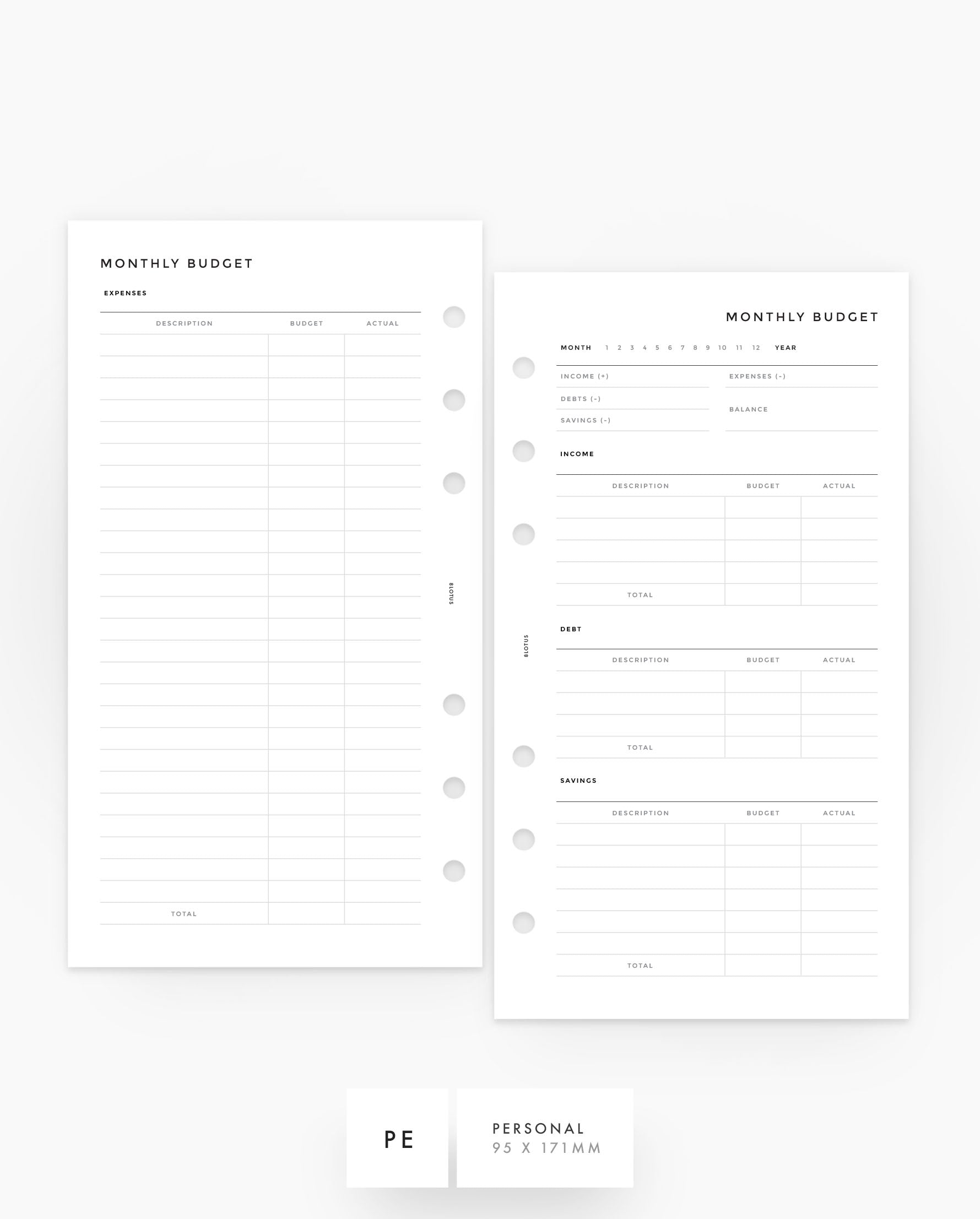 MN232 - Monthly Budget Planner Inserts - Printable PDF