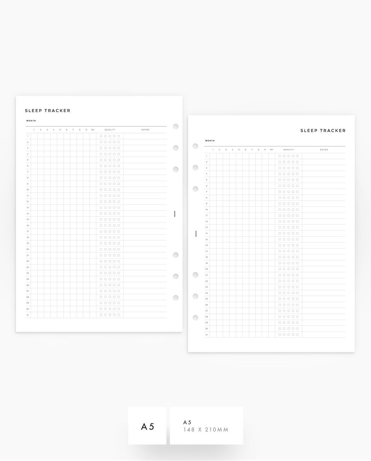 MN115 - Sleep Tracker - Printable Inserts