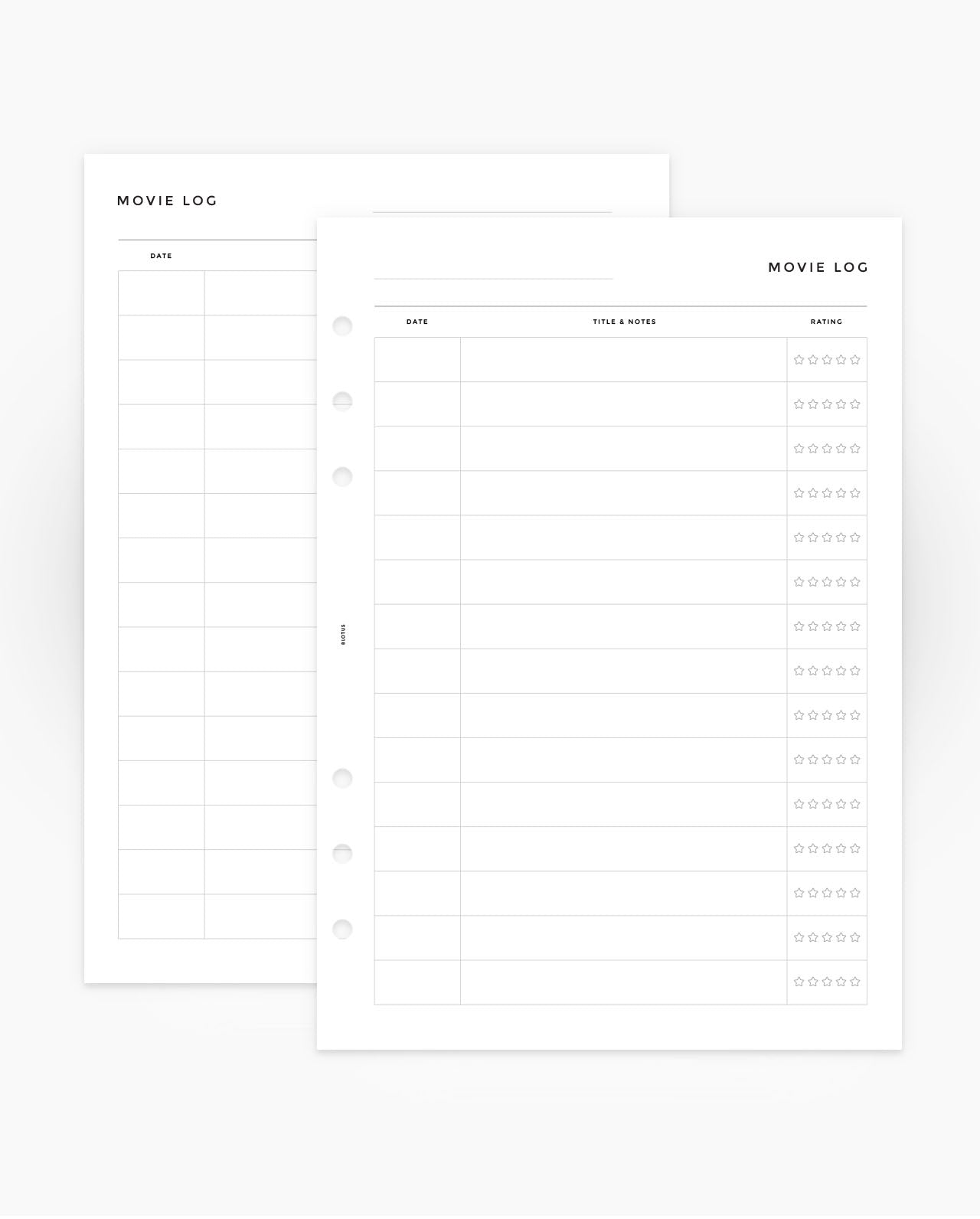 MN058 - Movie Log - Planner Inserts - SPECIAL ORDER