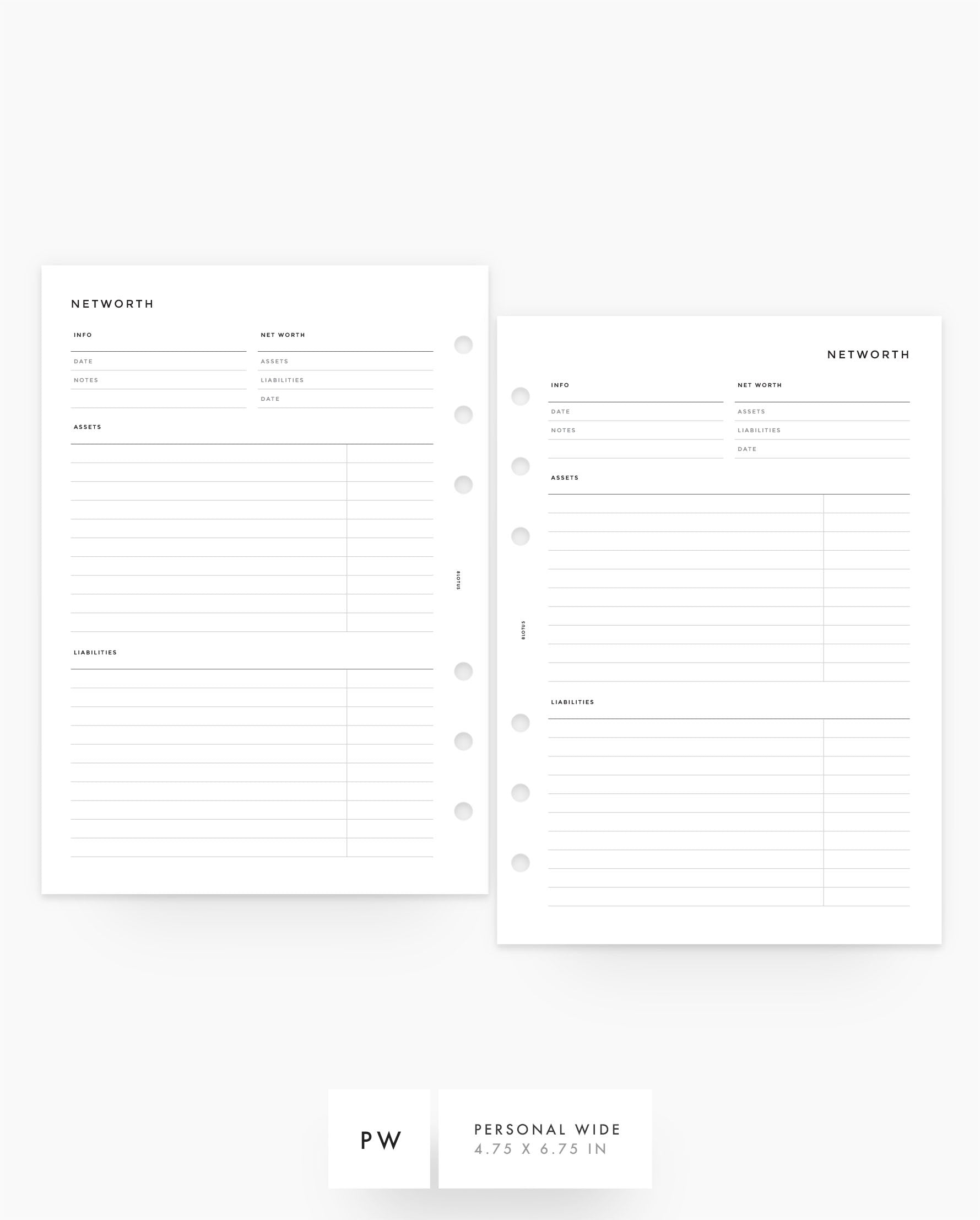 MN157 - Net Worth Planner Inserts (Special Order)