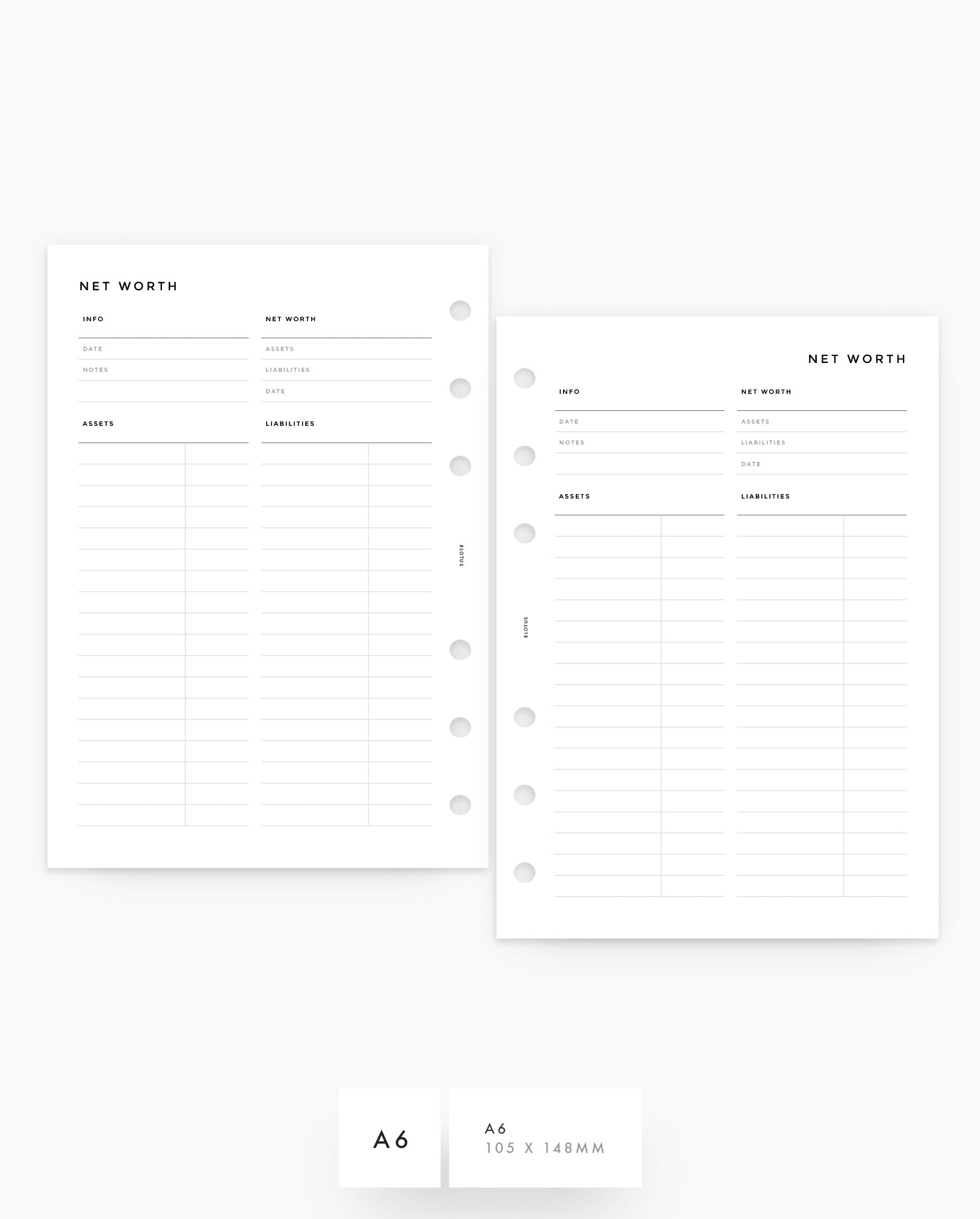 MN157 - Net Worth Planner Inserts - Printable PDF