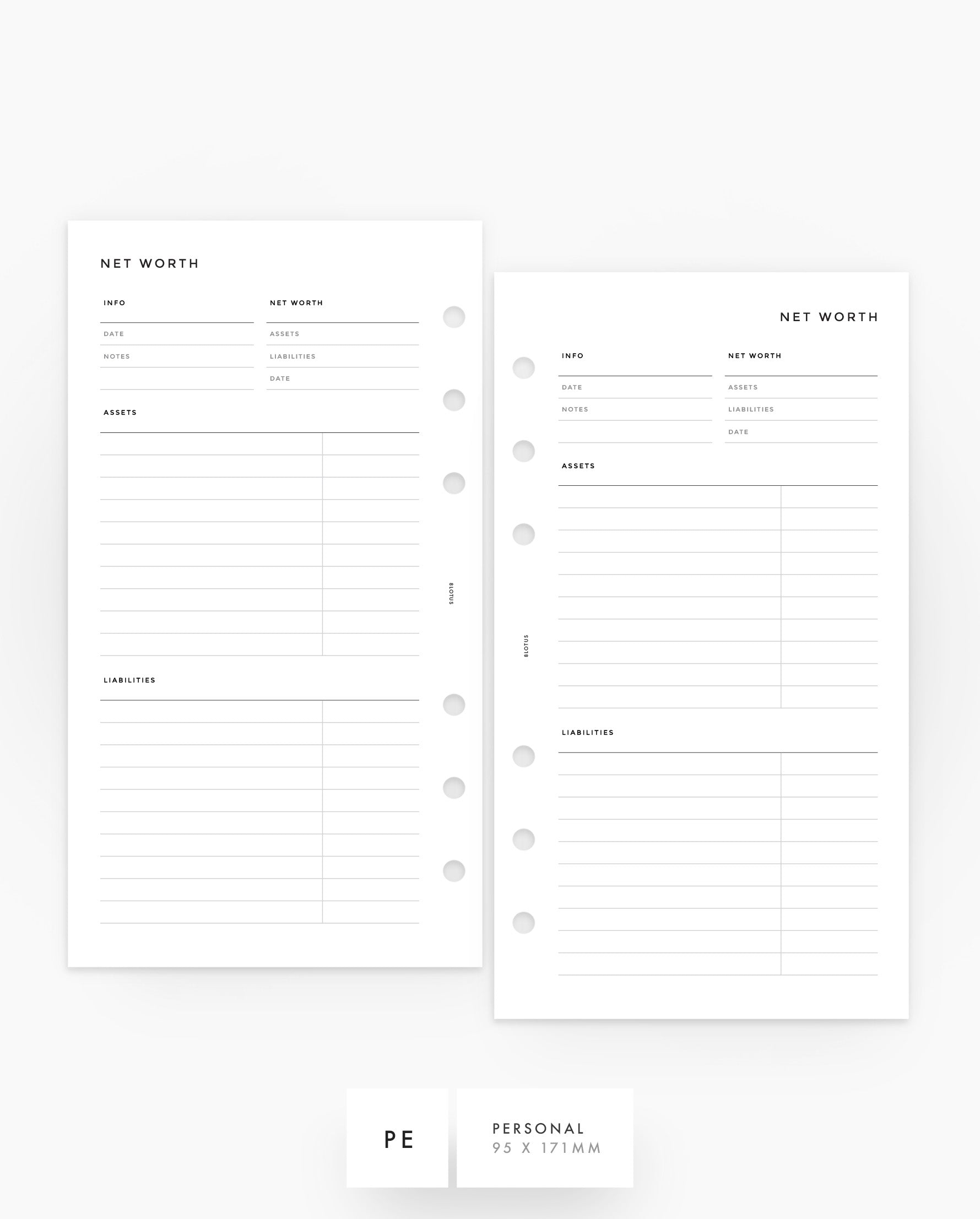 MN157 - Net Worth Planner Inserts - Printable PDF