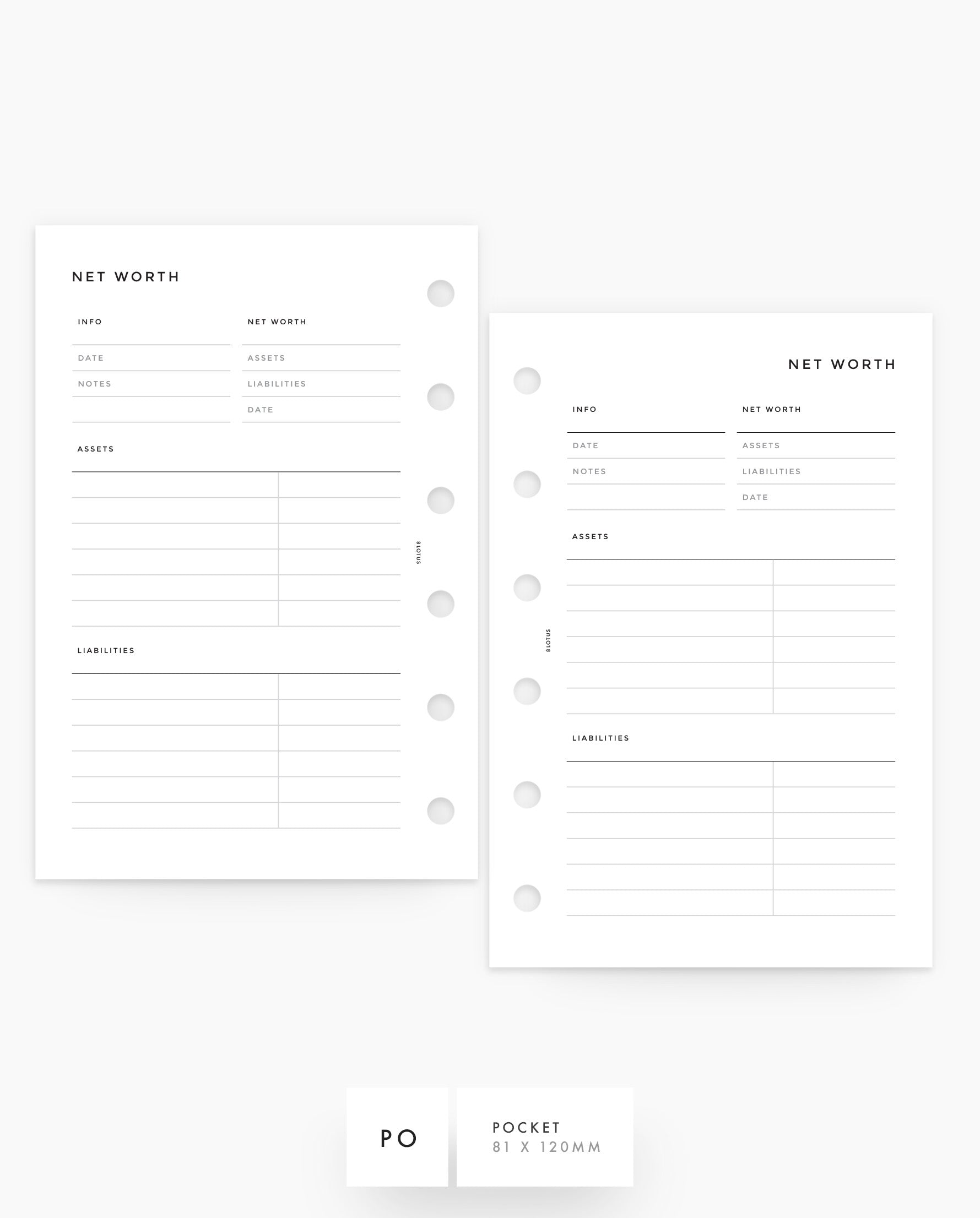 MN157 - Net Worth Planner Inserts - Printable PDF