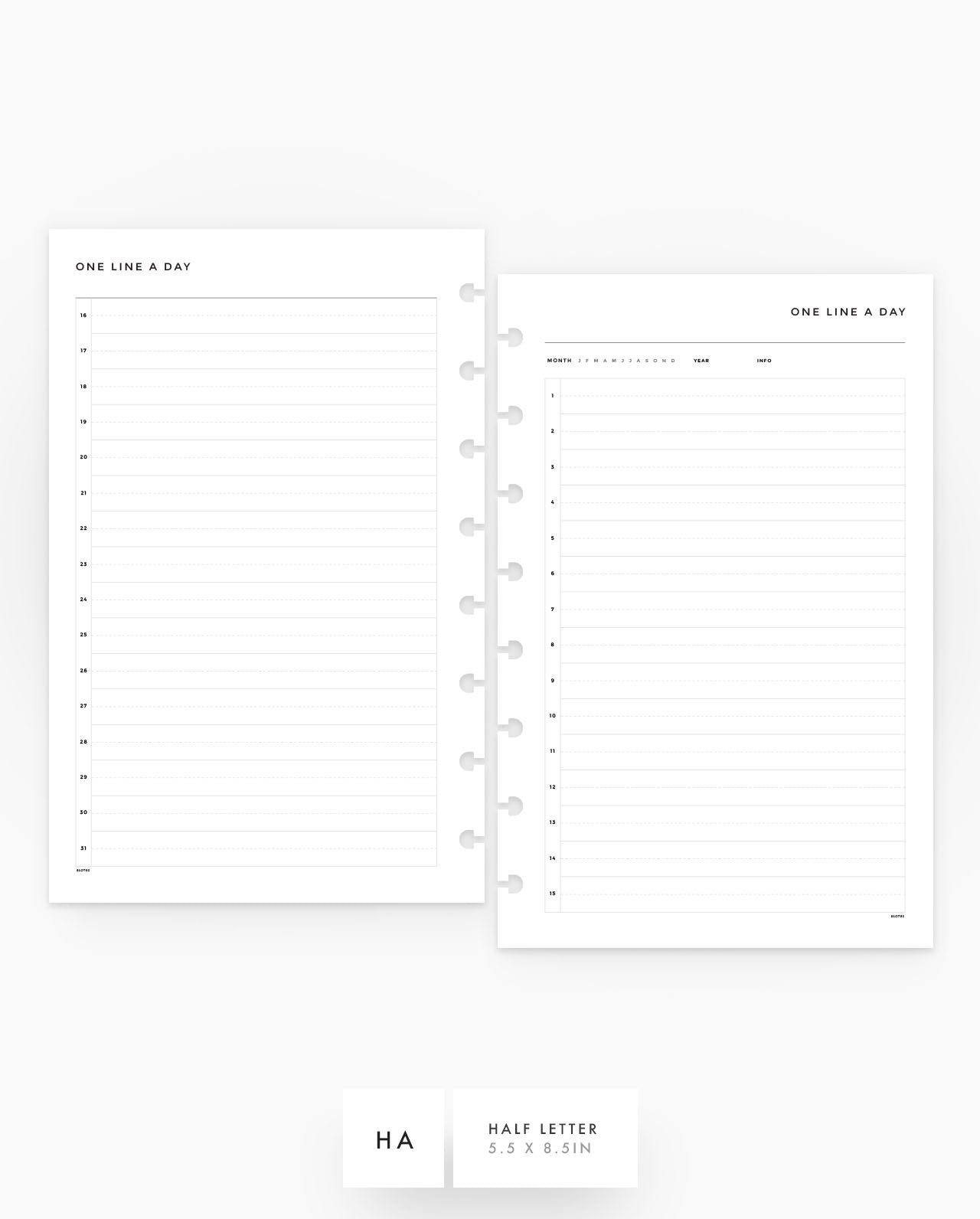 MN107 - One Line A Day - Planner Inserts - SPECIAL ORDER