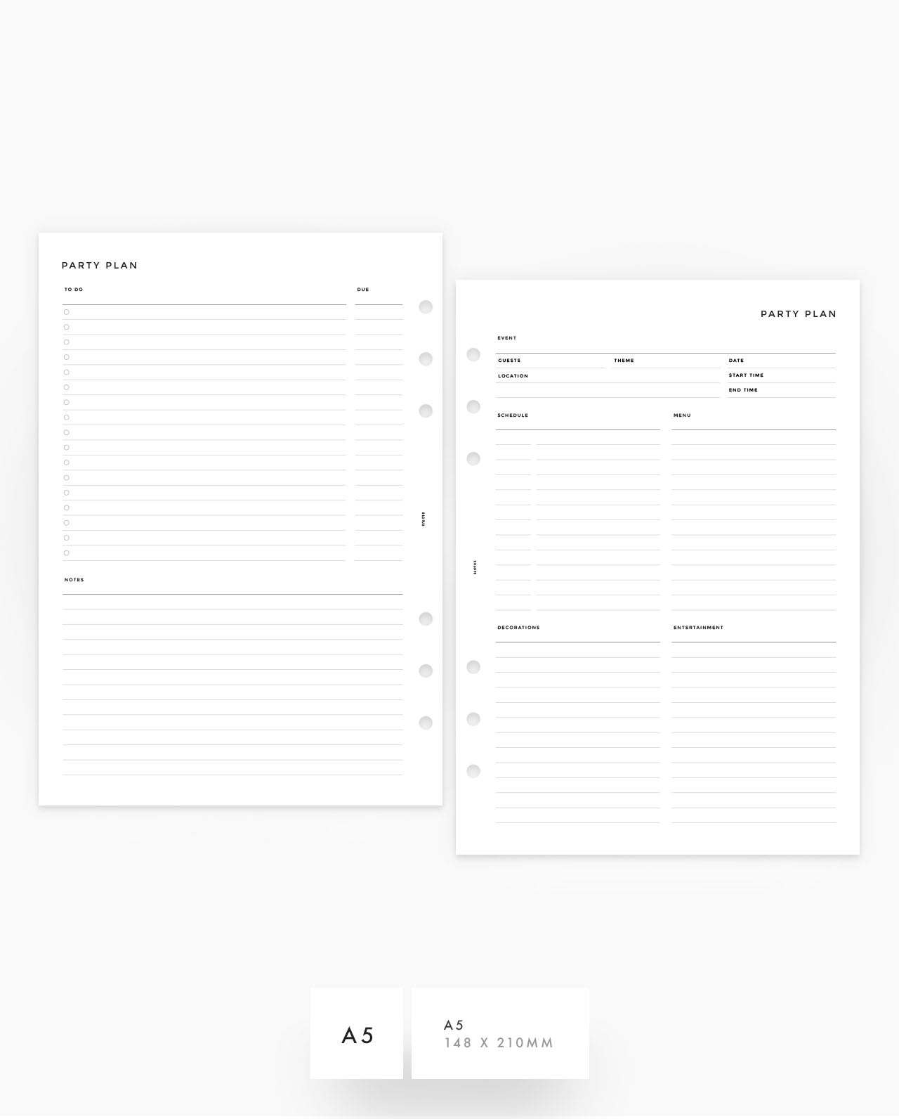 MN169 - Party Plan Planner Inserts - SPECIAL ORDER